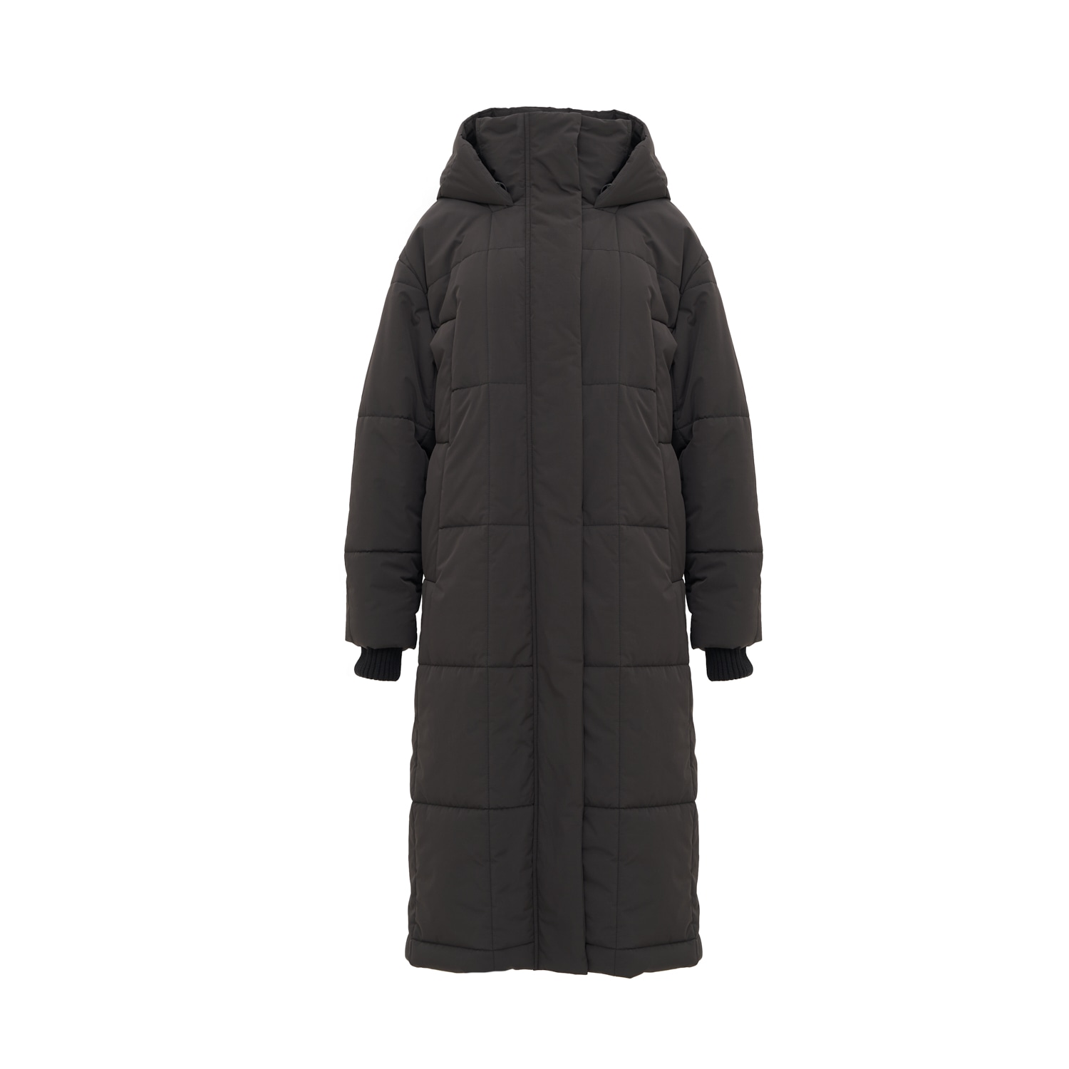 Inavati Women's Black Graphite Padded Coat With Hood In Black