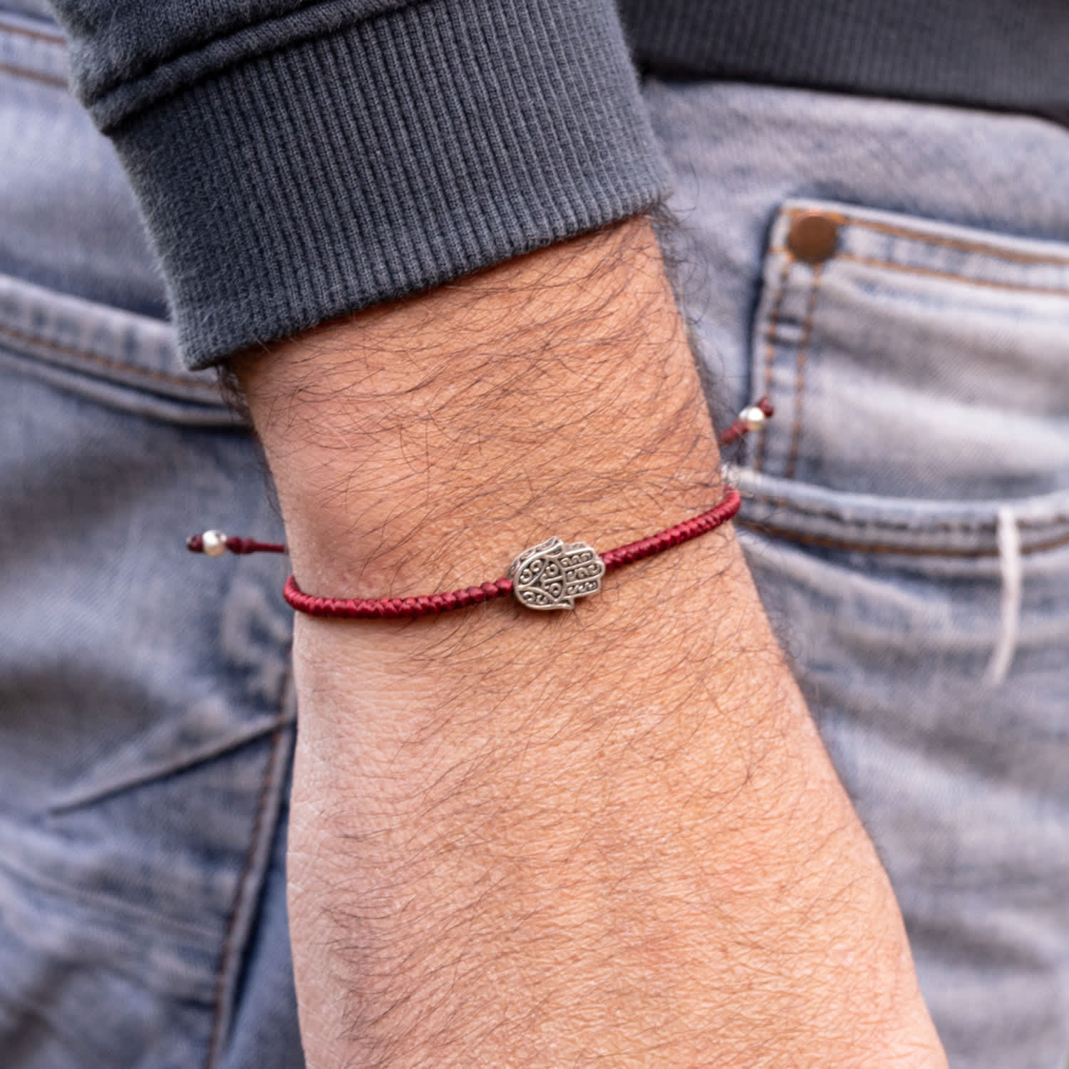 Silver Evil Eye & Handmade Rope Bracelet For Men - Red by Harbour UK  Bracelets