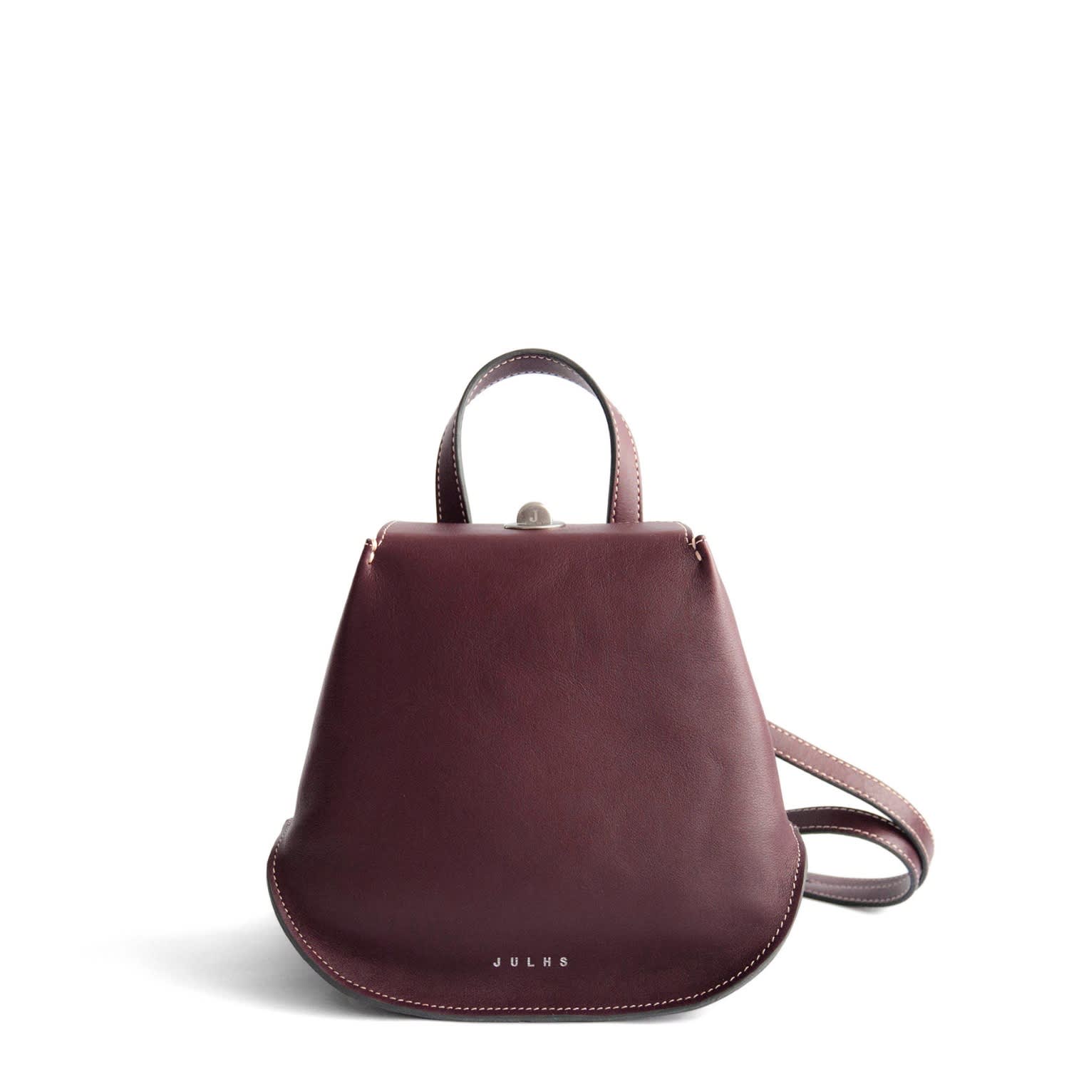 maroon leather backpack