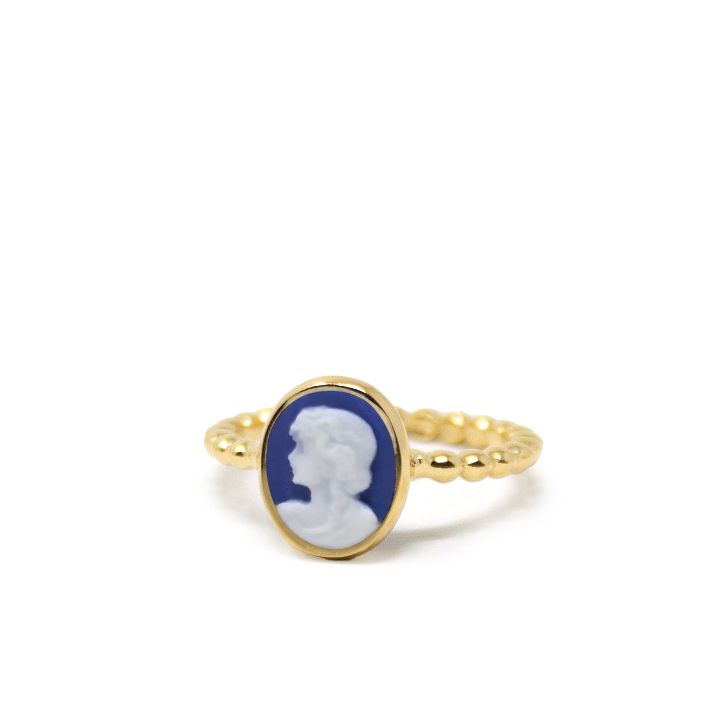 Women’s Blue / Gold Ginevra Blue Mini Cameo Stacking Ring Vintouch Italy