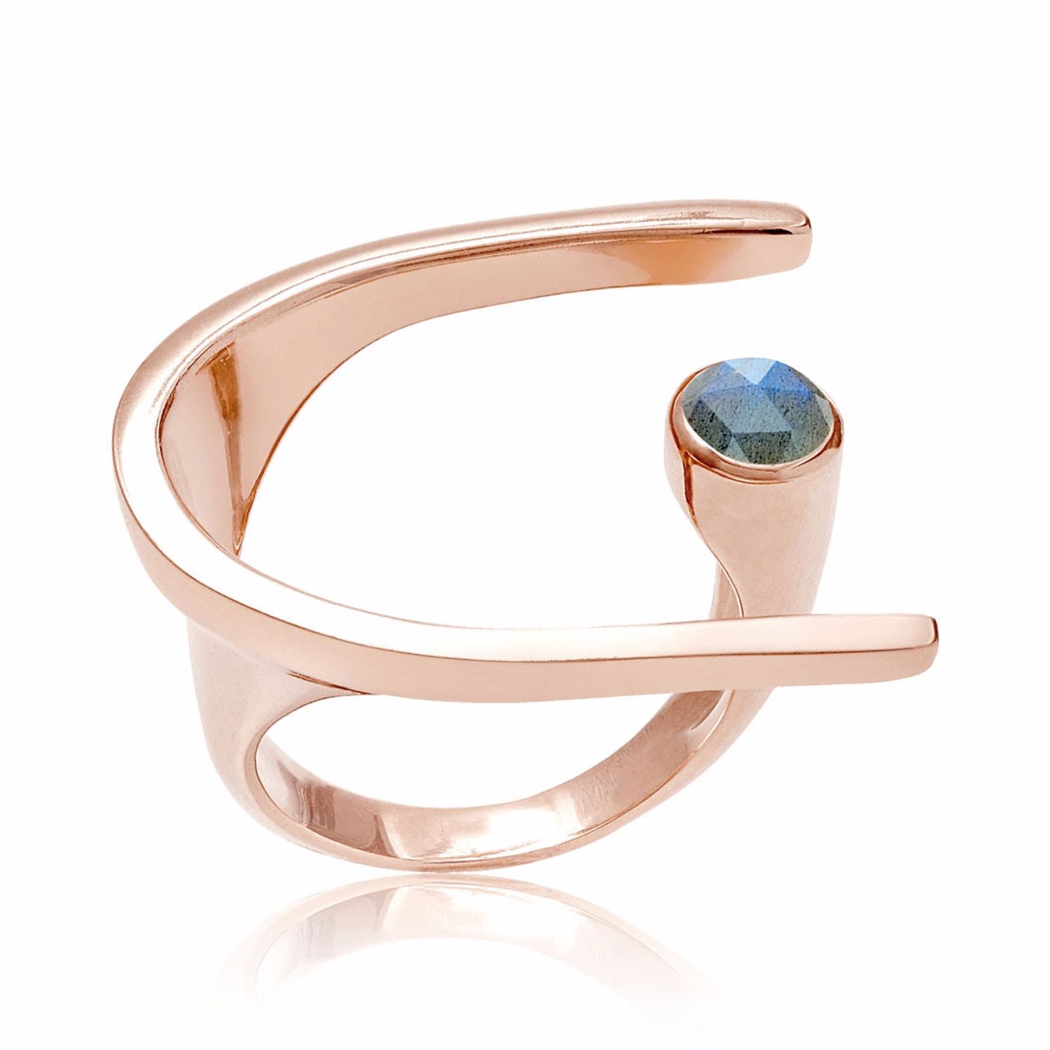 Women’s Rose Gold Cocktail Ring With Labradorite Lunaria Neola Design