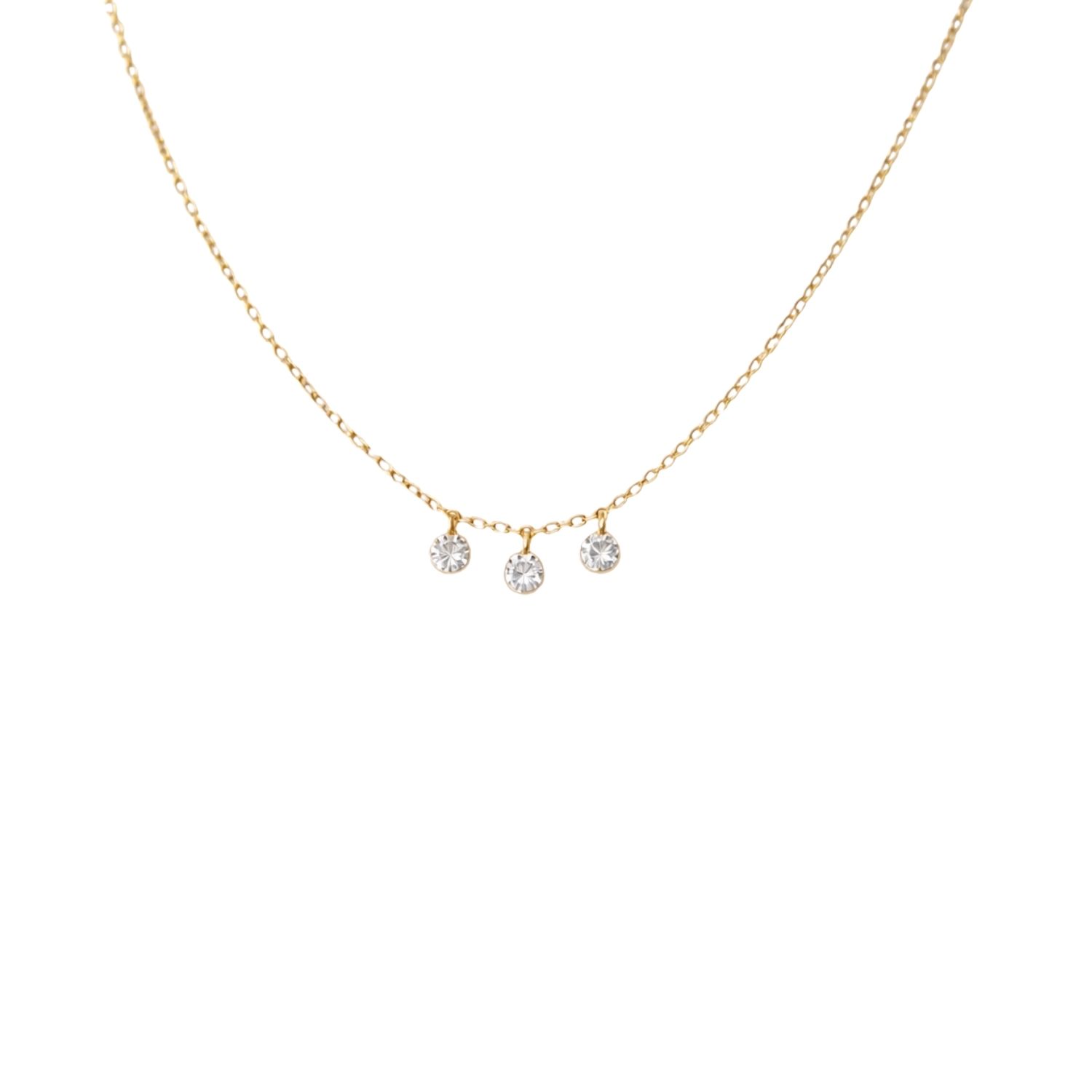 Women's Gold Starlight Three Diamond Floating Necklace | Lily Flo Jewellery