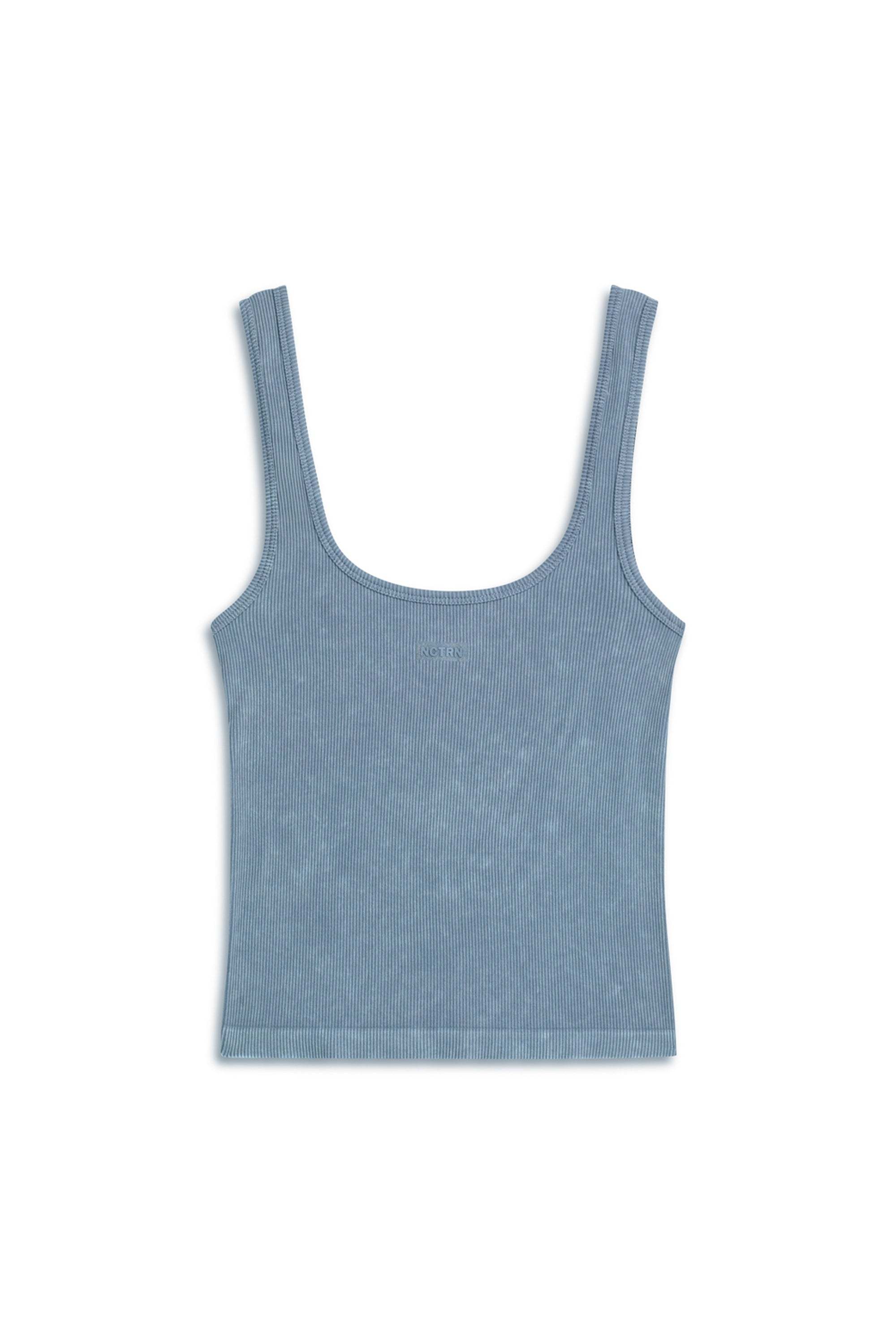 NOCTURNE WOMEN'S BLUE PRINTED DETAIL CROP TOP - INDIGO