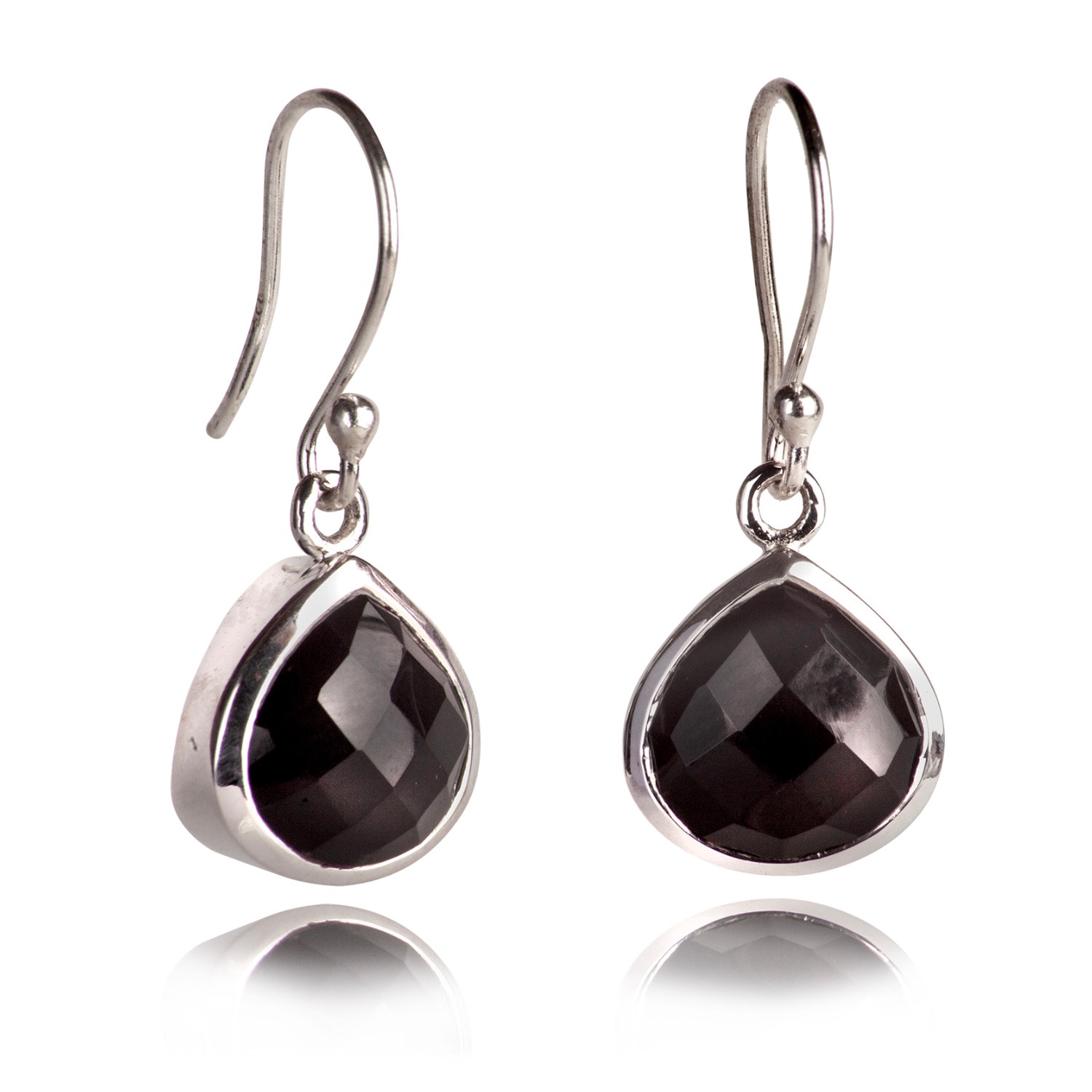 Women’s Silver / Black Pear-Shaped Black Onyx Earrings In Sterling Silver The Jewellery Store London