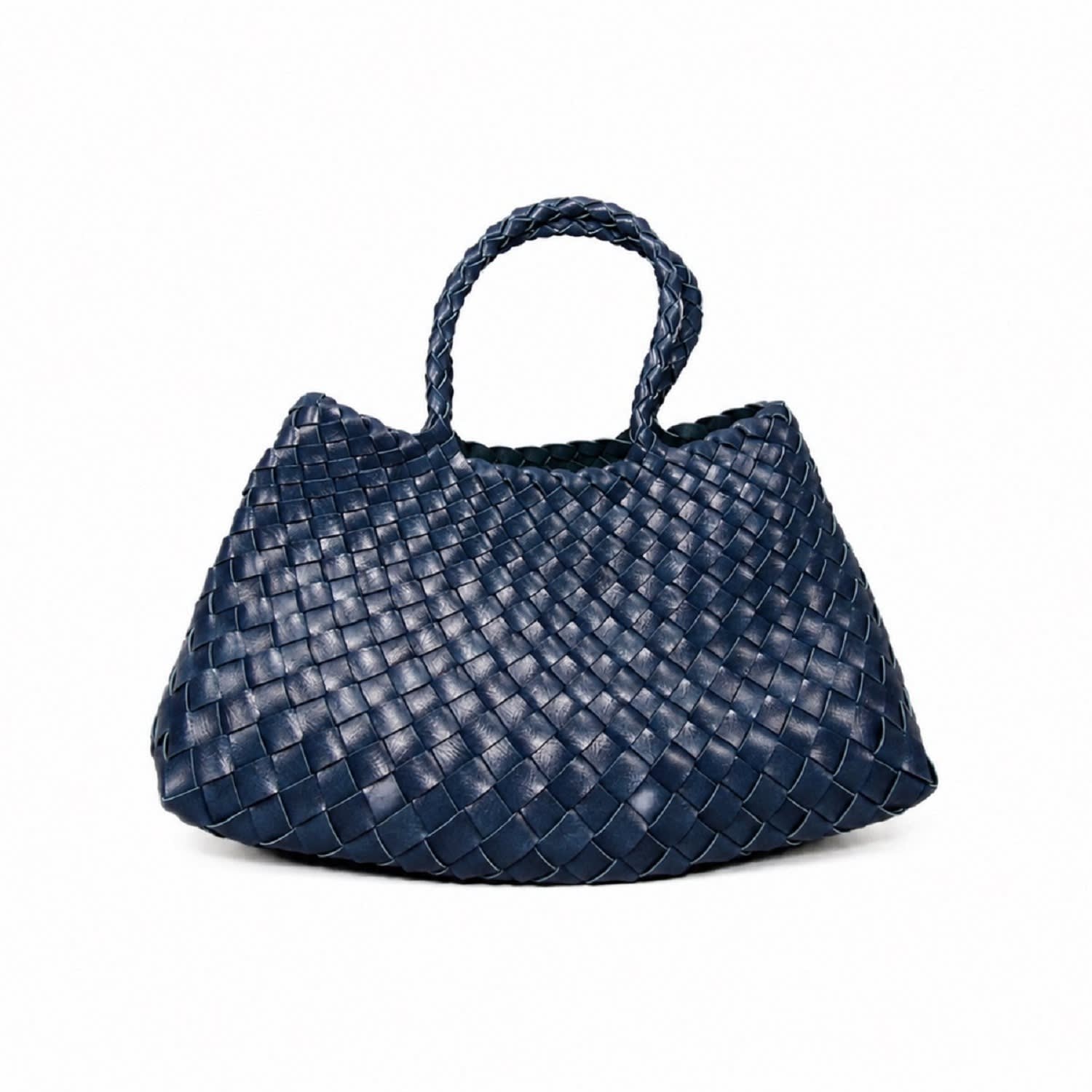 Women's Brown Woven Vegan Leather Tote 'Elisabetta' - Blue | Rimini