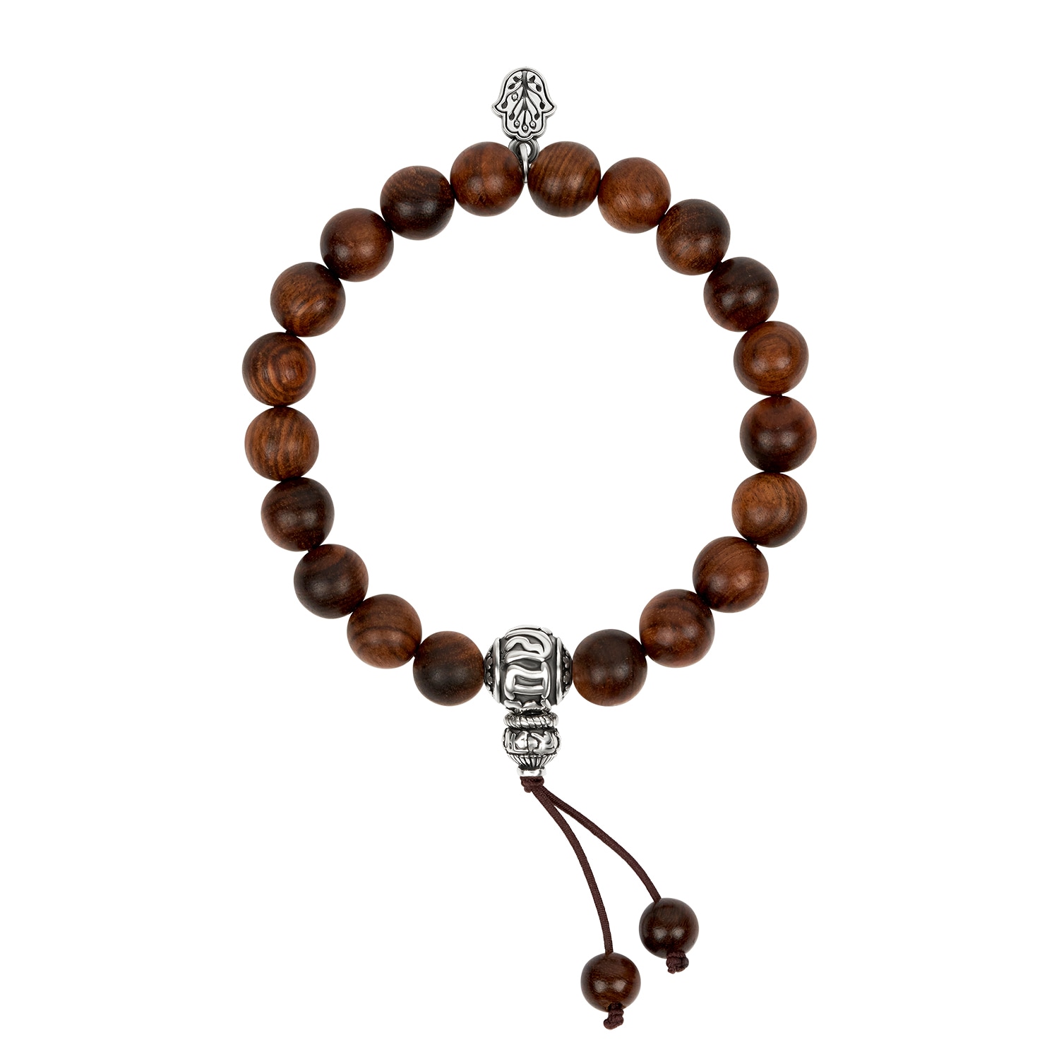 Karma And Luck Men's Brown / Silver Seeking Perfection - Men's Agarwood Guru Bead Bracelet