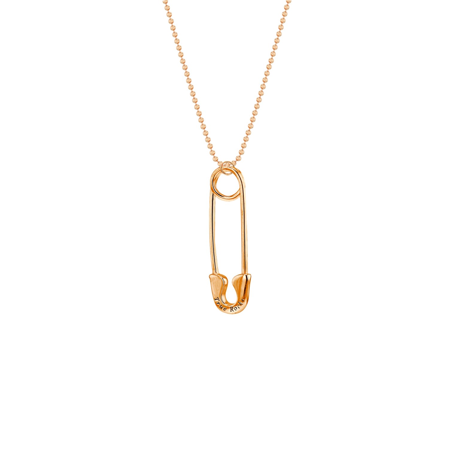 True Rocks Men's 18kt Rose Gold Plated Large Safety Pin Pendant In Gold