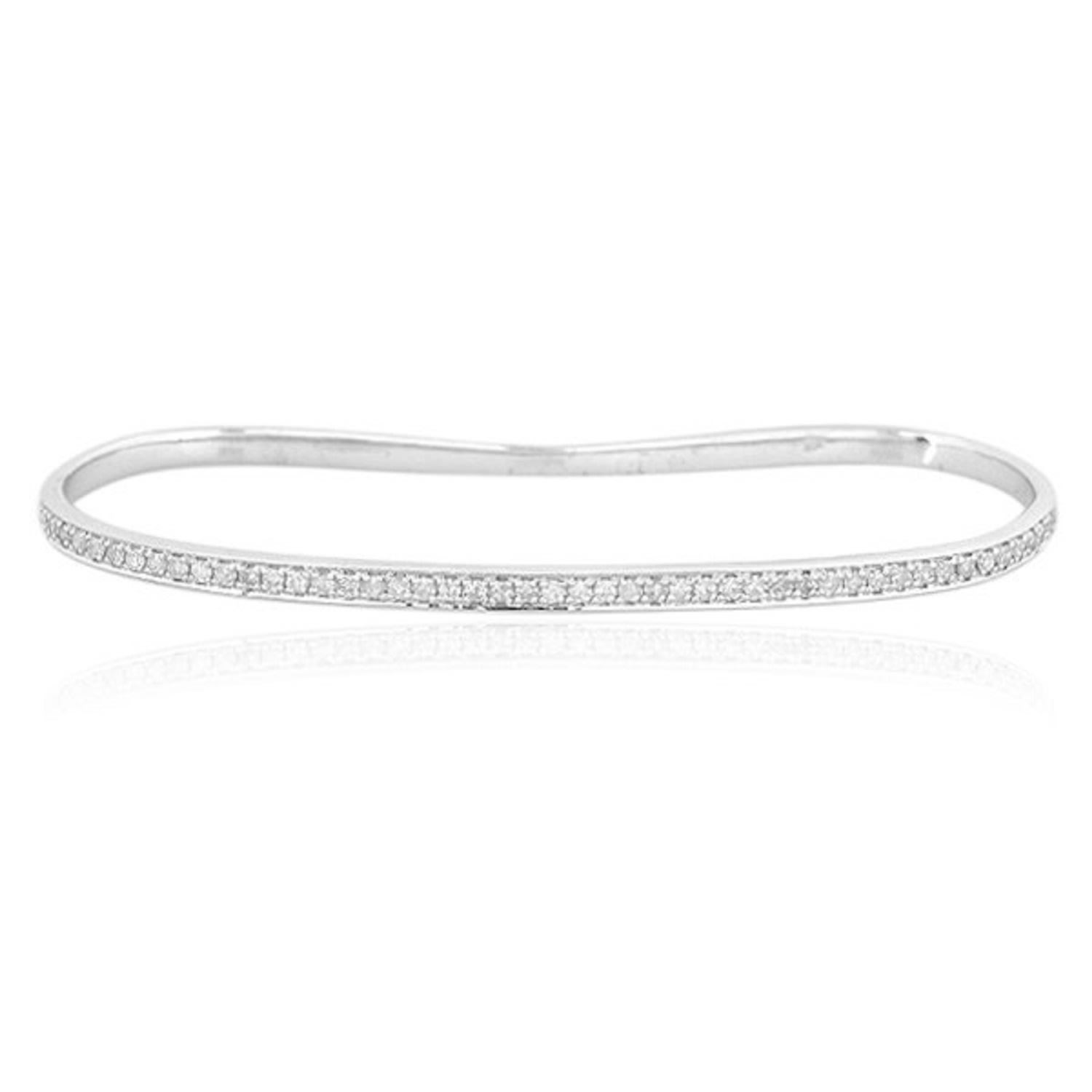 Women’s Natural Diamond Pave In 18K White Gold Designer Palm Bracelet Jewelry Artisan