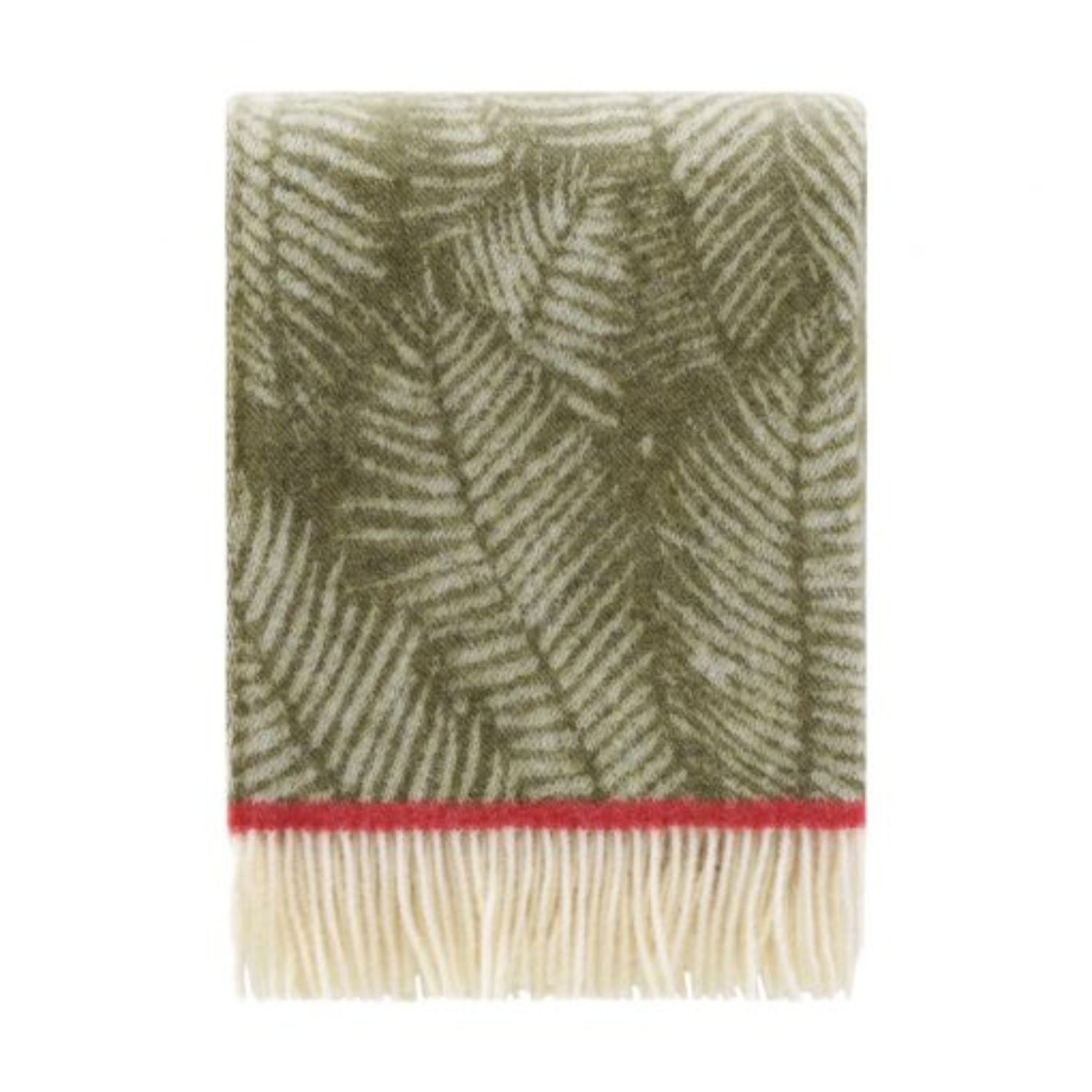 Red / White / Green Stripe Fern Wool Throw J. j.textile