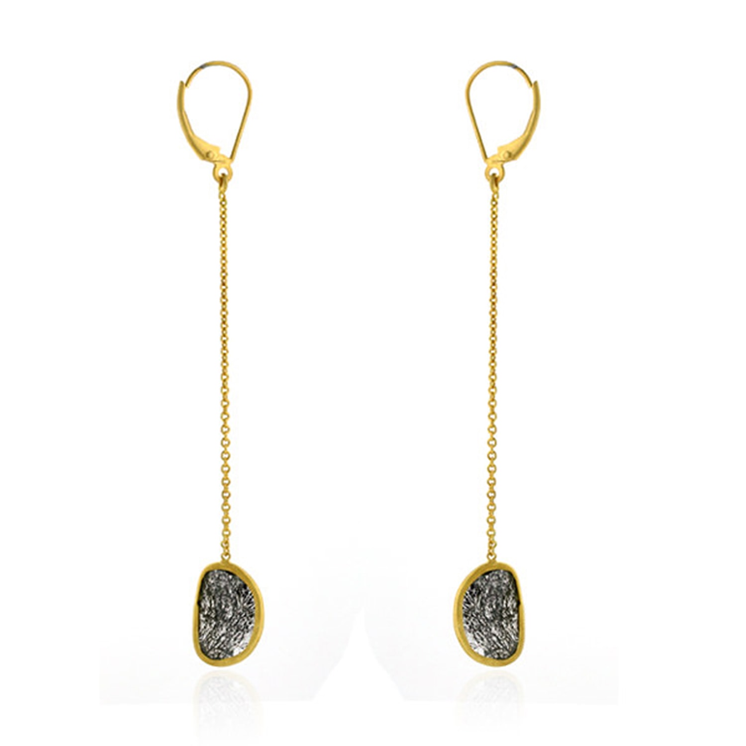 Artisan Women's Bezel Slice Diamond In 18k Yellow Gold Designer Ear Thread Earrings