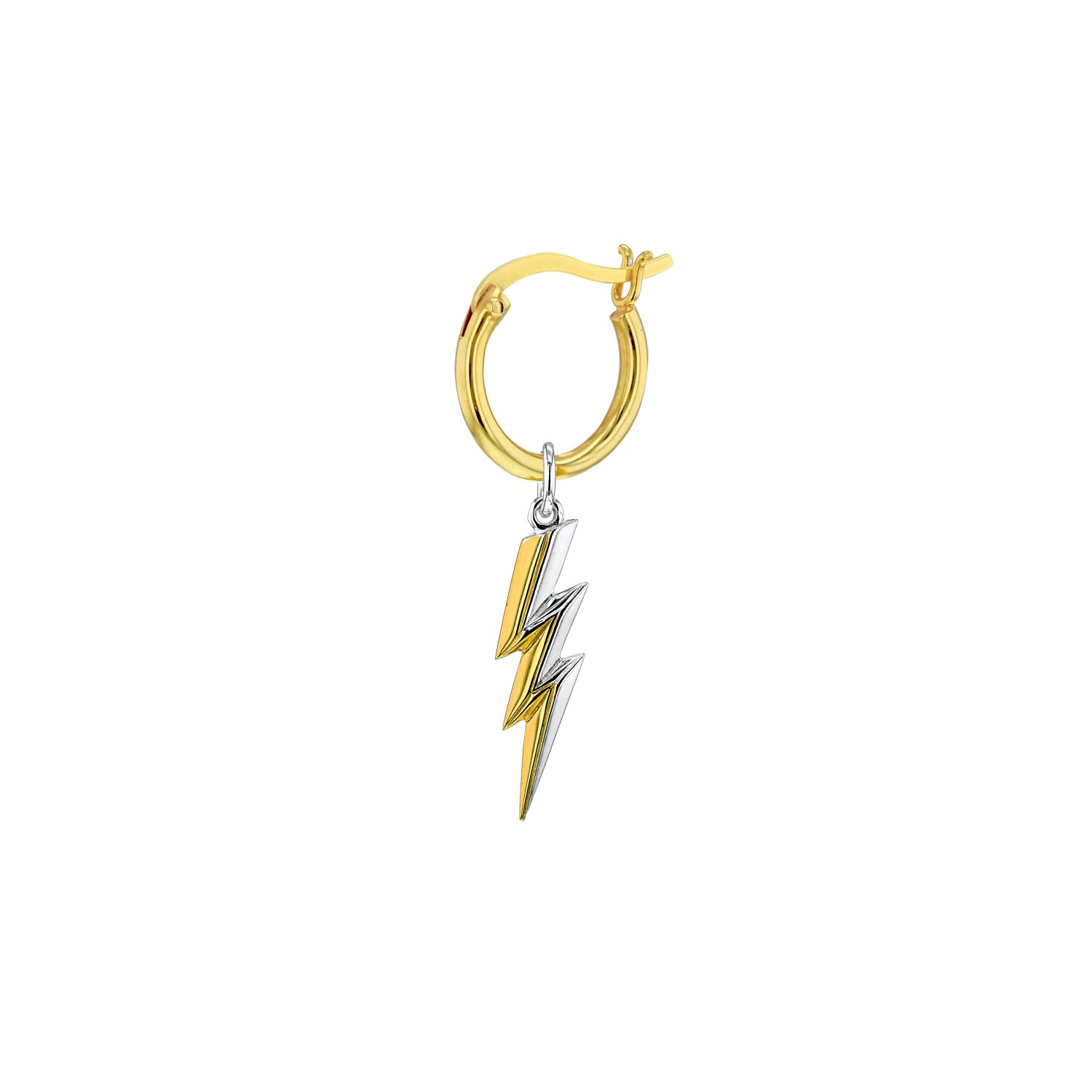 True Rocks Men's 18kt Gold Plated & Sterling Silver Bolt Charm On Gold Hoop In Gold