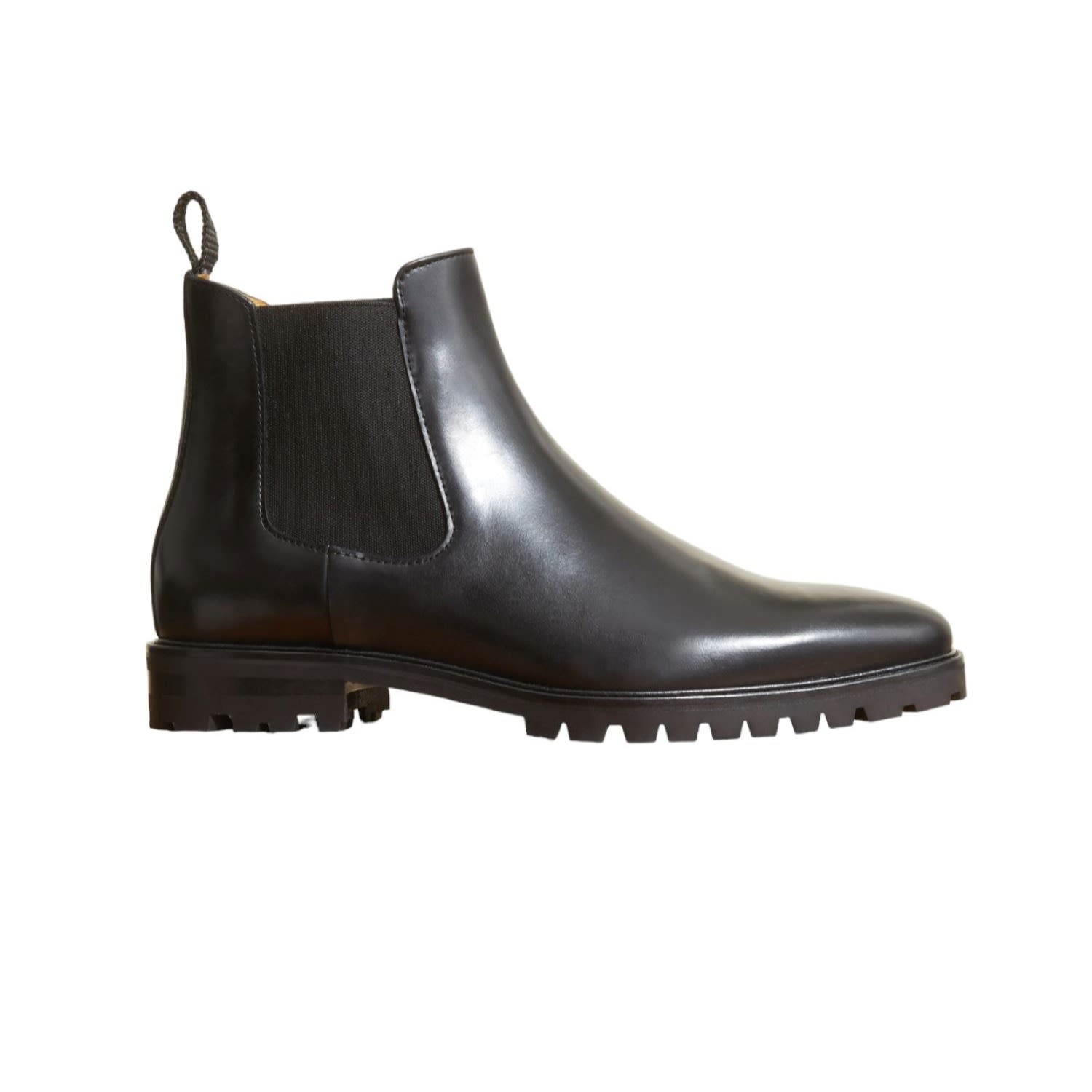 Jack Erwin Women's Quinn Lug Sole Chelsea Boot - Black Polished Leather In Black