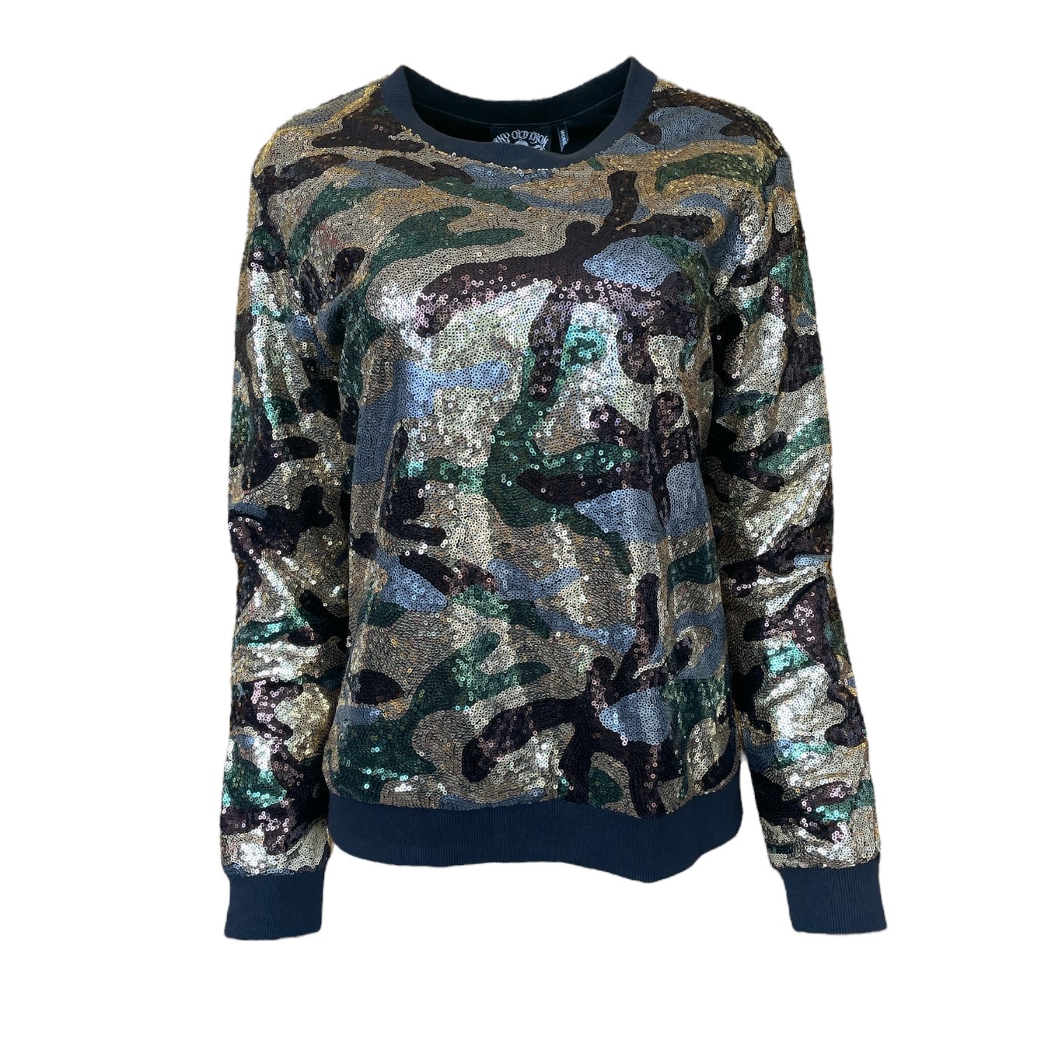 Any Old Iron Gold / Green / Black Men's Camo Sequin Sweatshirt In Gold/green/black