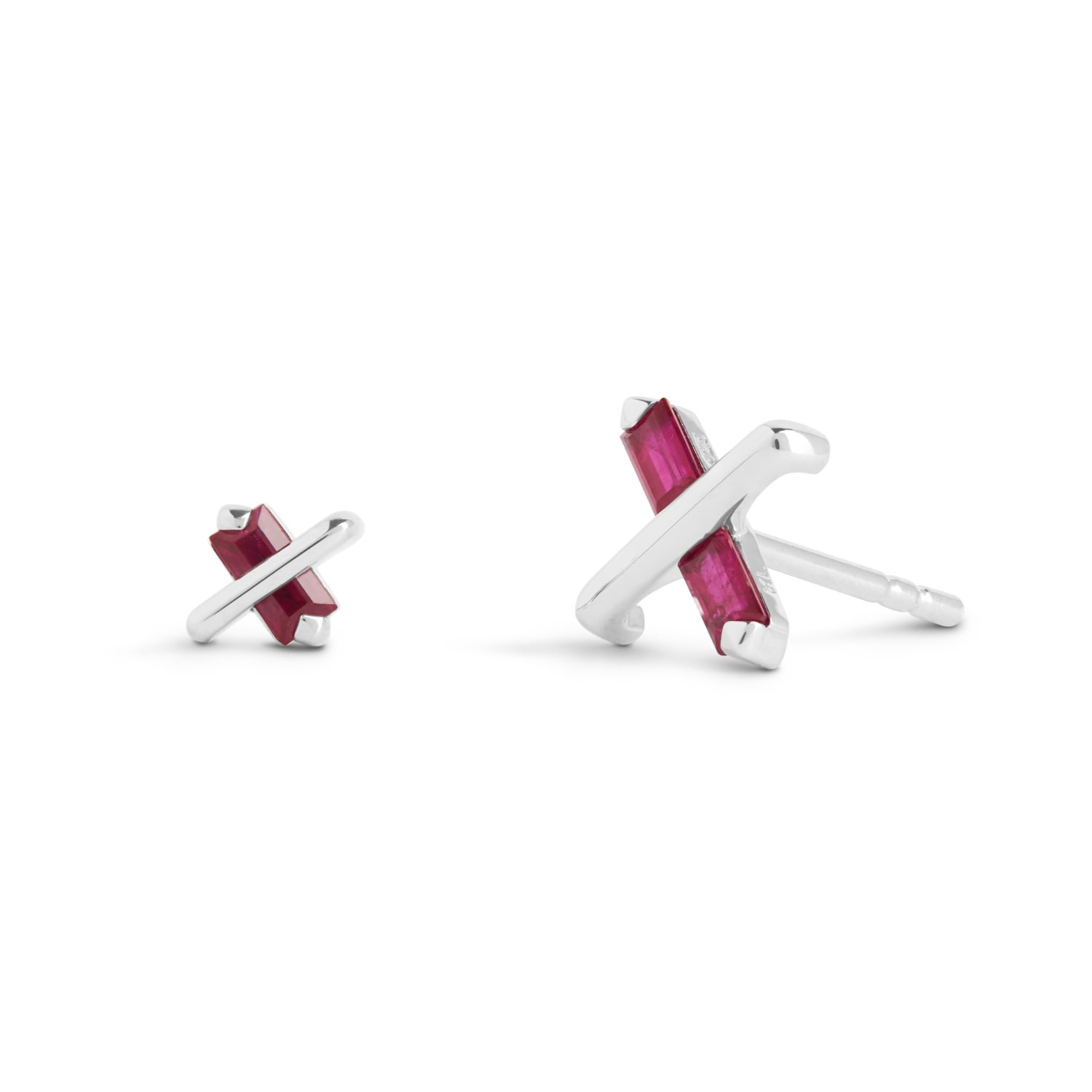 Kasun Women's Red / Pink / Purple Butterfly Kiss Earrings - July - Ruby - Silver