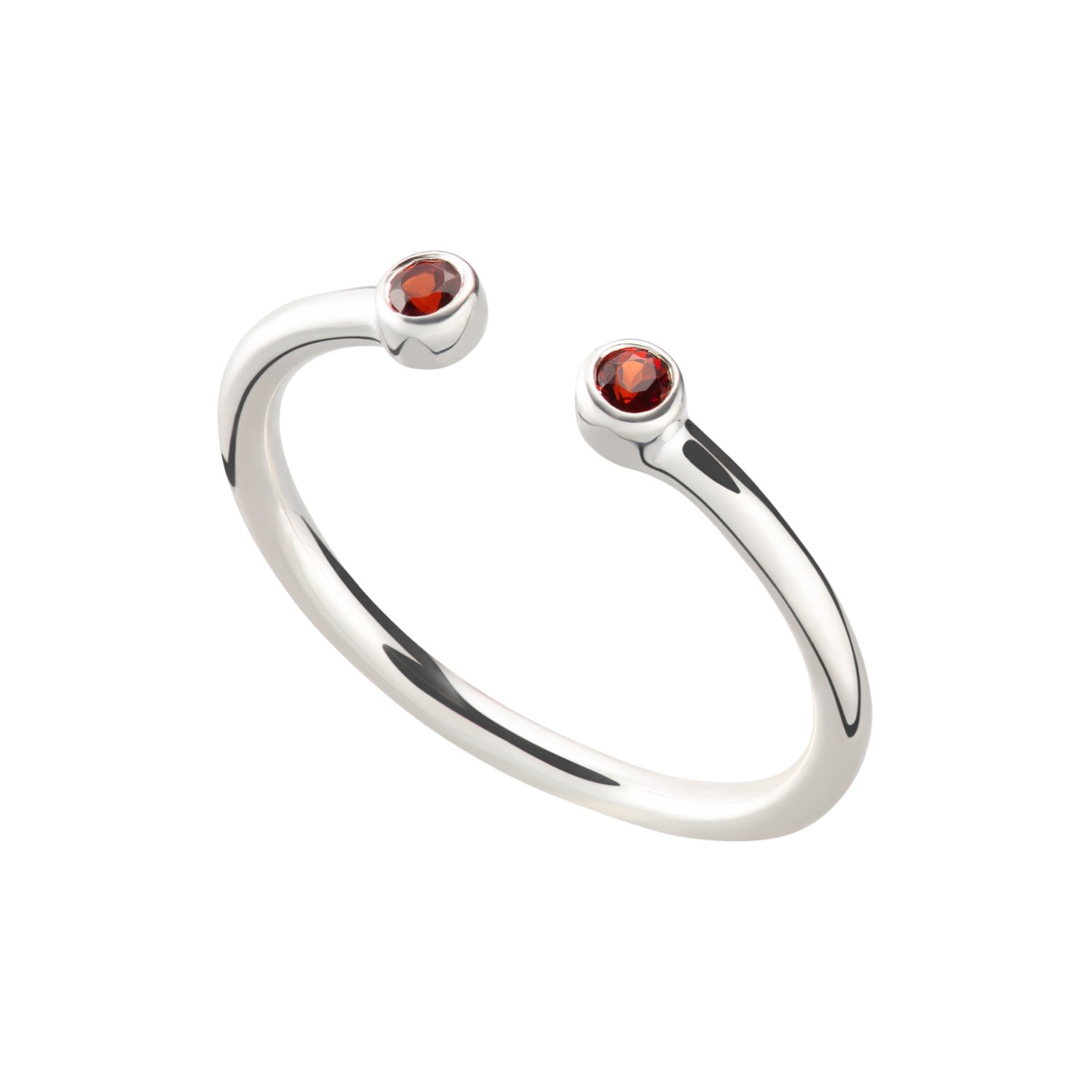 Lily Charmed Women's Red / Silver January Birthstone Open Style Ring - Garnet In Multi