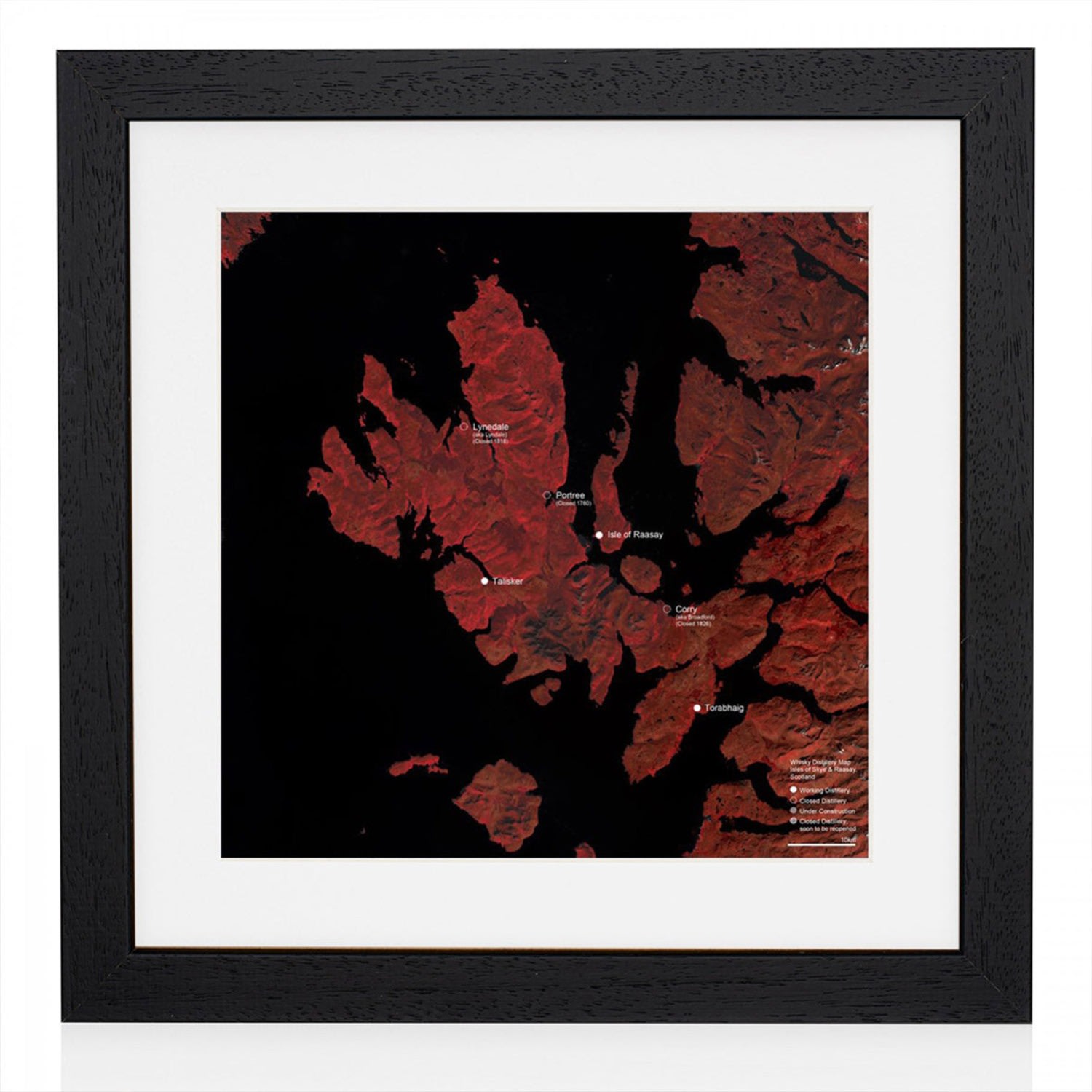 Black / Red Whisky Distillery Map Of Isle Of Skye & Raasay, Scotland Studio Story