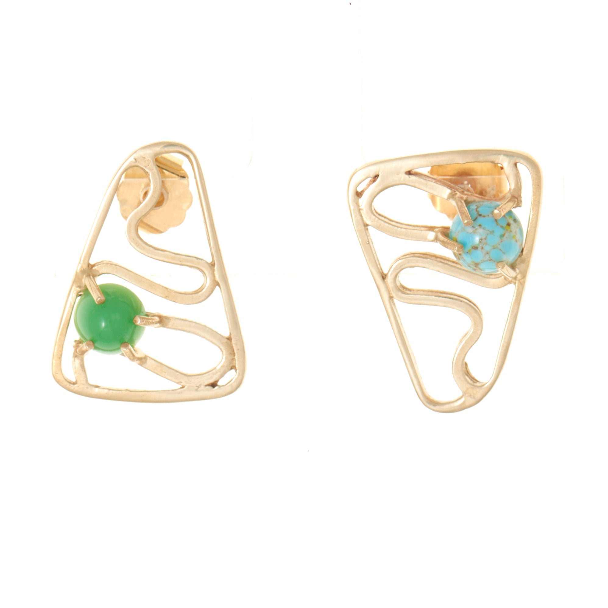 Castlecliff Women's Gold / Green / Blue Oceanic Earring In Pine/sky