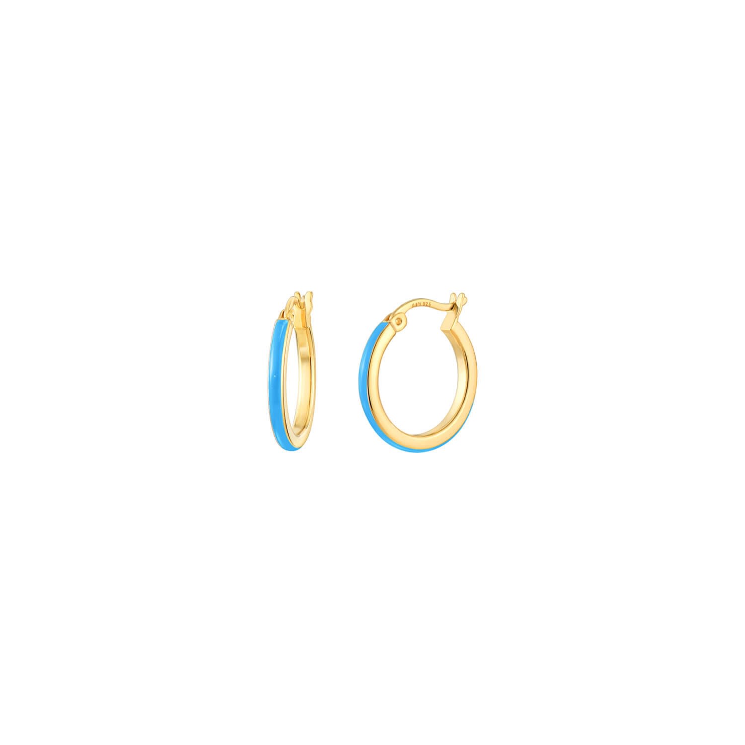 Women’s Gold / Blue Petite Enamel Huggie Hoops In Turquoise Gold & Honey