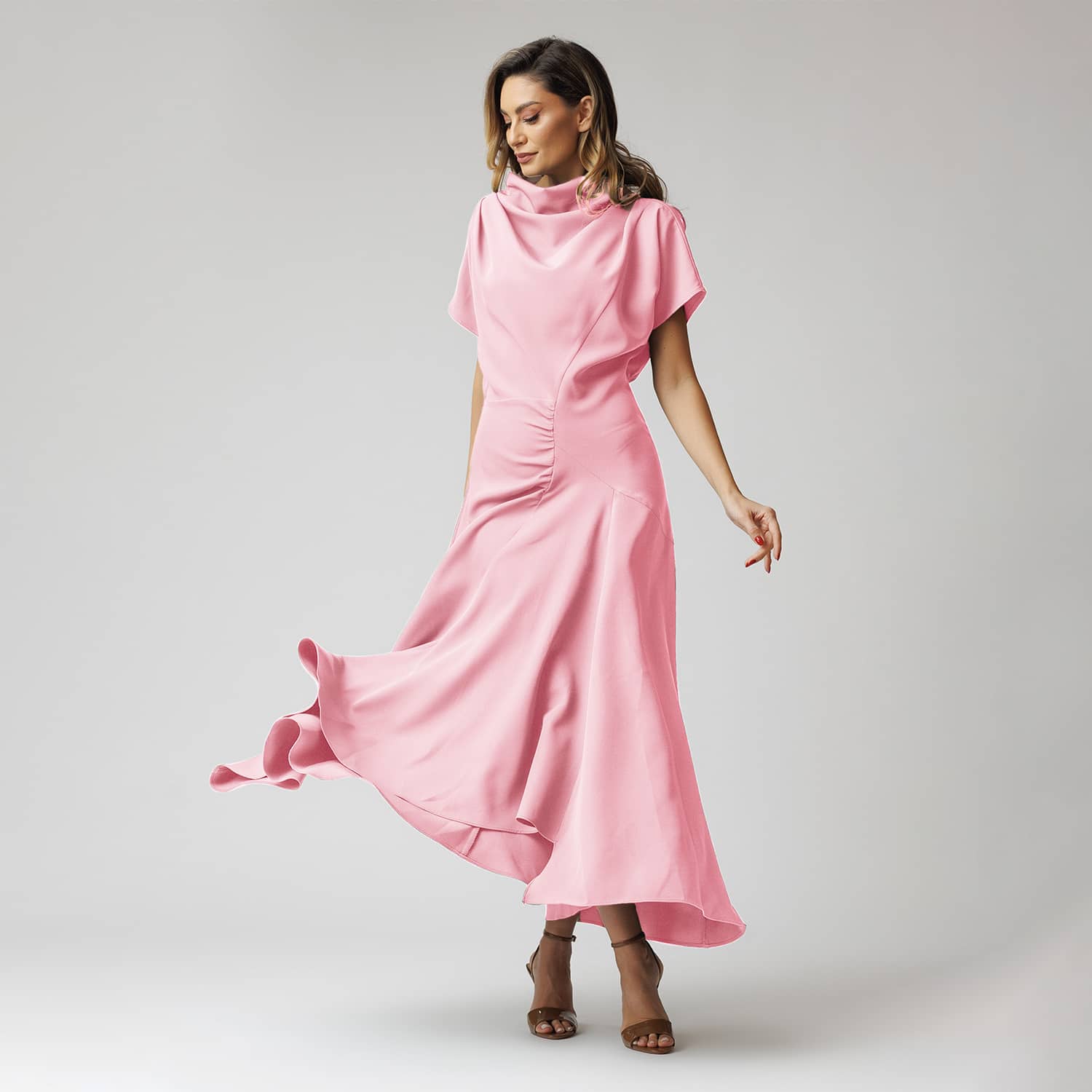 pink dress white collar self-portrait - Pink Contrast Collar Knit Mini Dress