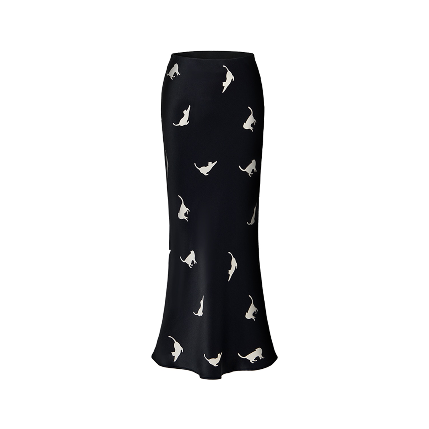 Women's Black Cats Edition Long Silk Pencil Skirt | Extra Large | Not Just Pajama