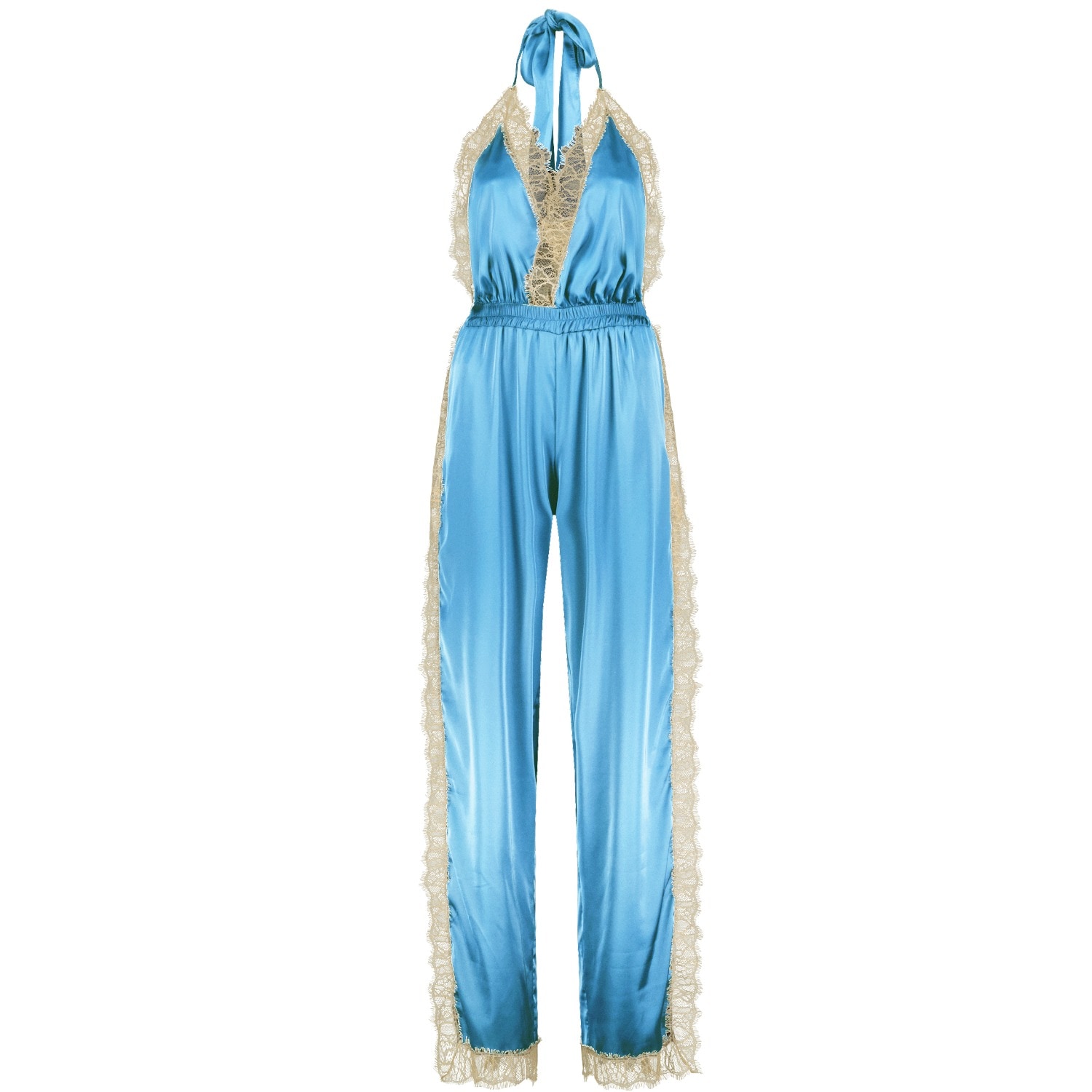 Noblesse Oblige Women's Blue Duck Egg Long Open Leg Romper In Blue