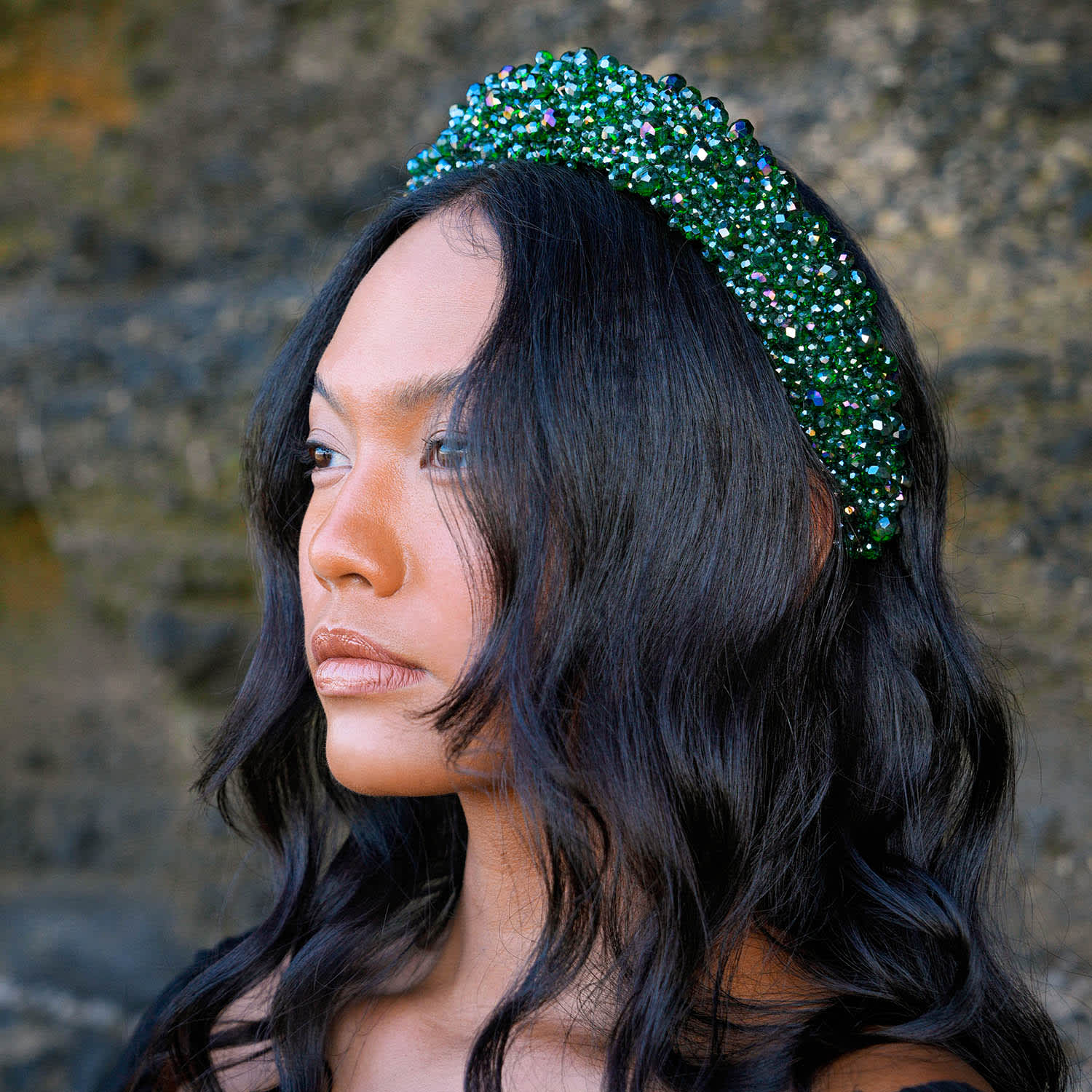 Amber Green Crystal Leaf Headband Twine and Love | Green Embellished Headband | Handcrafted  main image 3