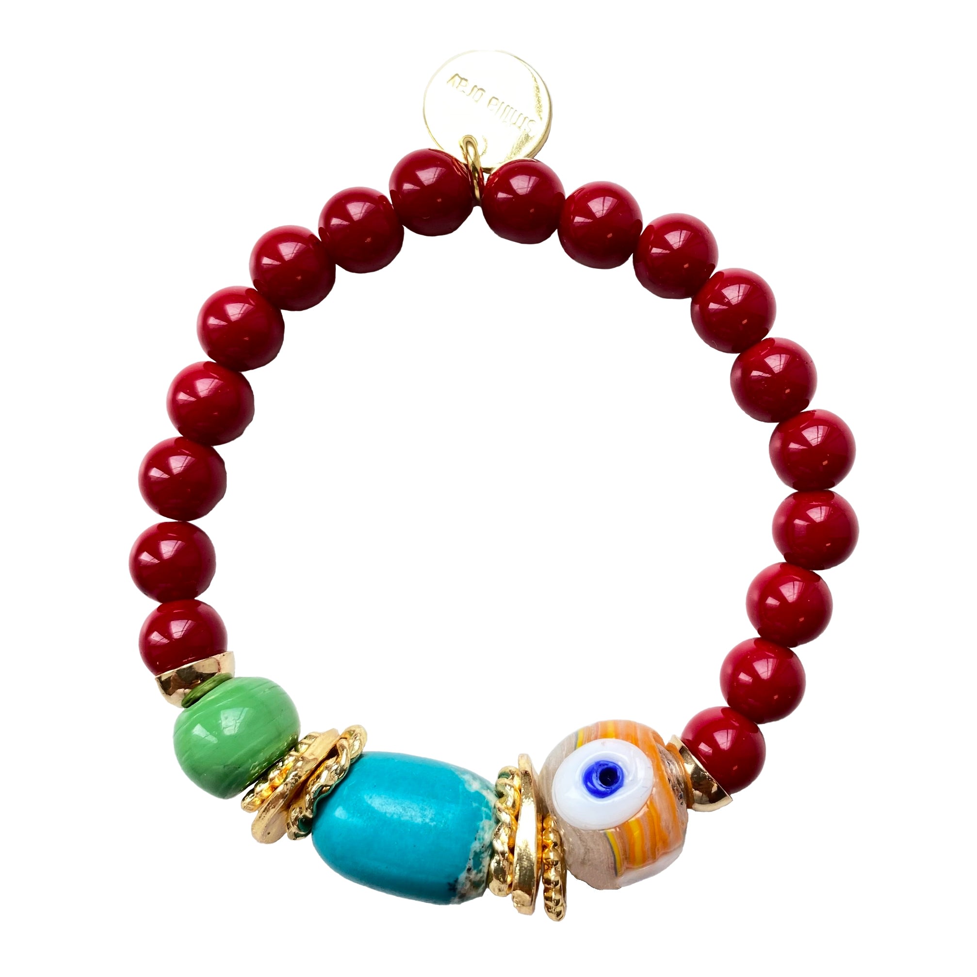 Women’s Gold Evil Eye Ceramic Agate Bracelet Torino Smilla Brav