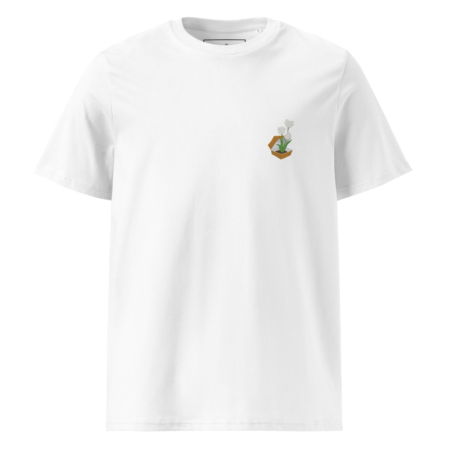 Anchor & Crew White Tulip Garden Dystopia Organic Cotton Embroidered T-shirt - Women In White