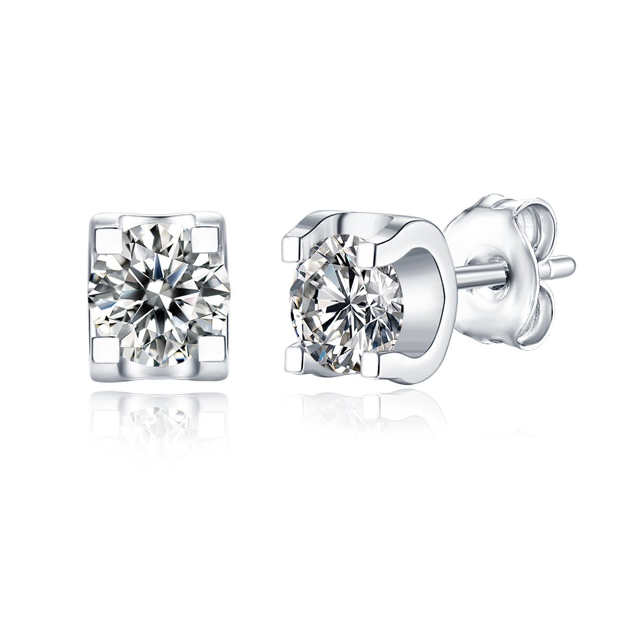 Genevive Jewelry Women's Stella Valentino Sterling Silver White Gold Plated With Lab Created Moissanite Solitaire Tul In White
