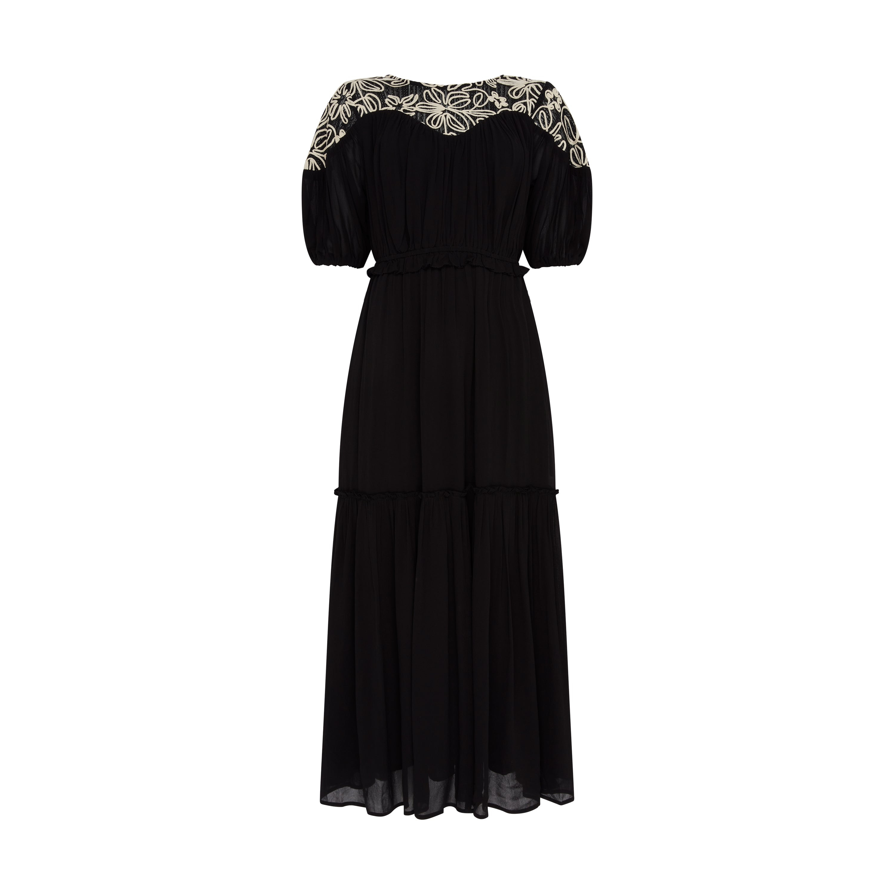 Rose & Nancy Women's Black / White Rhea Lace Maxi Boho Dress In Black/white