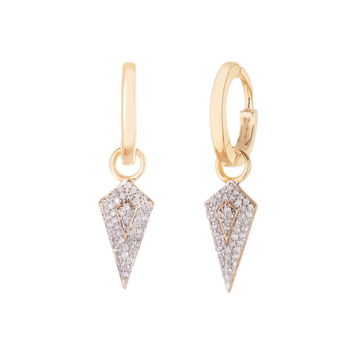 Women's Diamond Rhombus Hoop Earrings 9K Gold | Zohreh