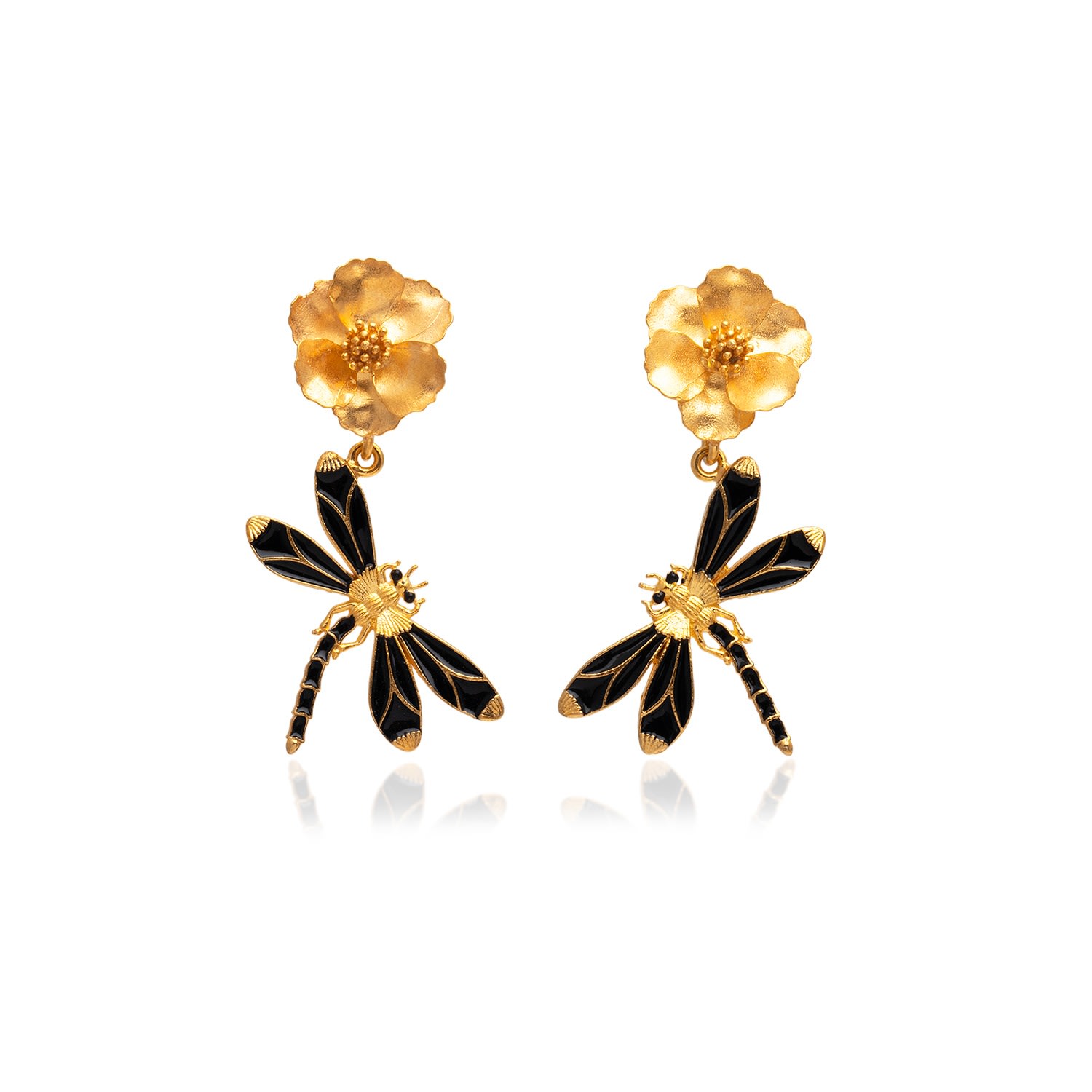 Women’s Black Dragonfly Drop Earrings Milou Jewelry