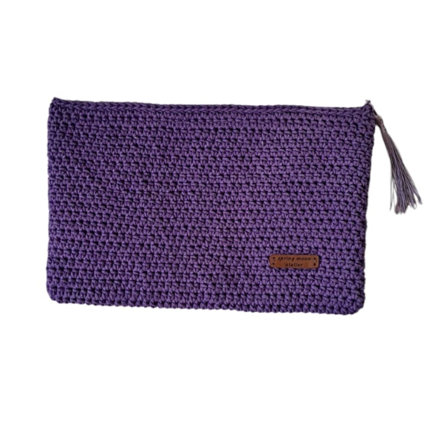 Springmoonatelier Women's Pink / Purple Handmade Purple  Cotton Clutch Bag