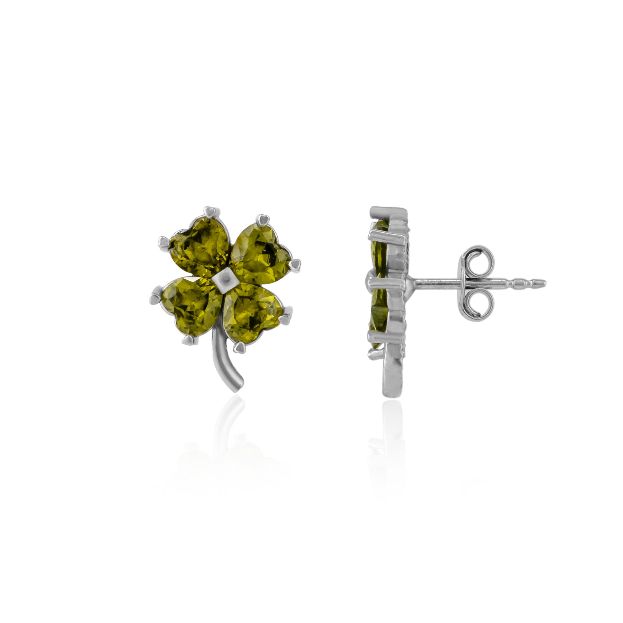 Women’s Four Leaf Clover Sterling Silver Stud Earrings - Mystic Green Spero London