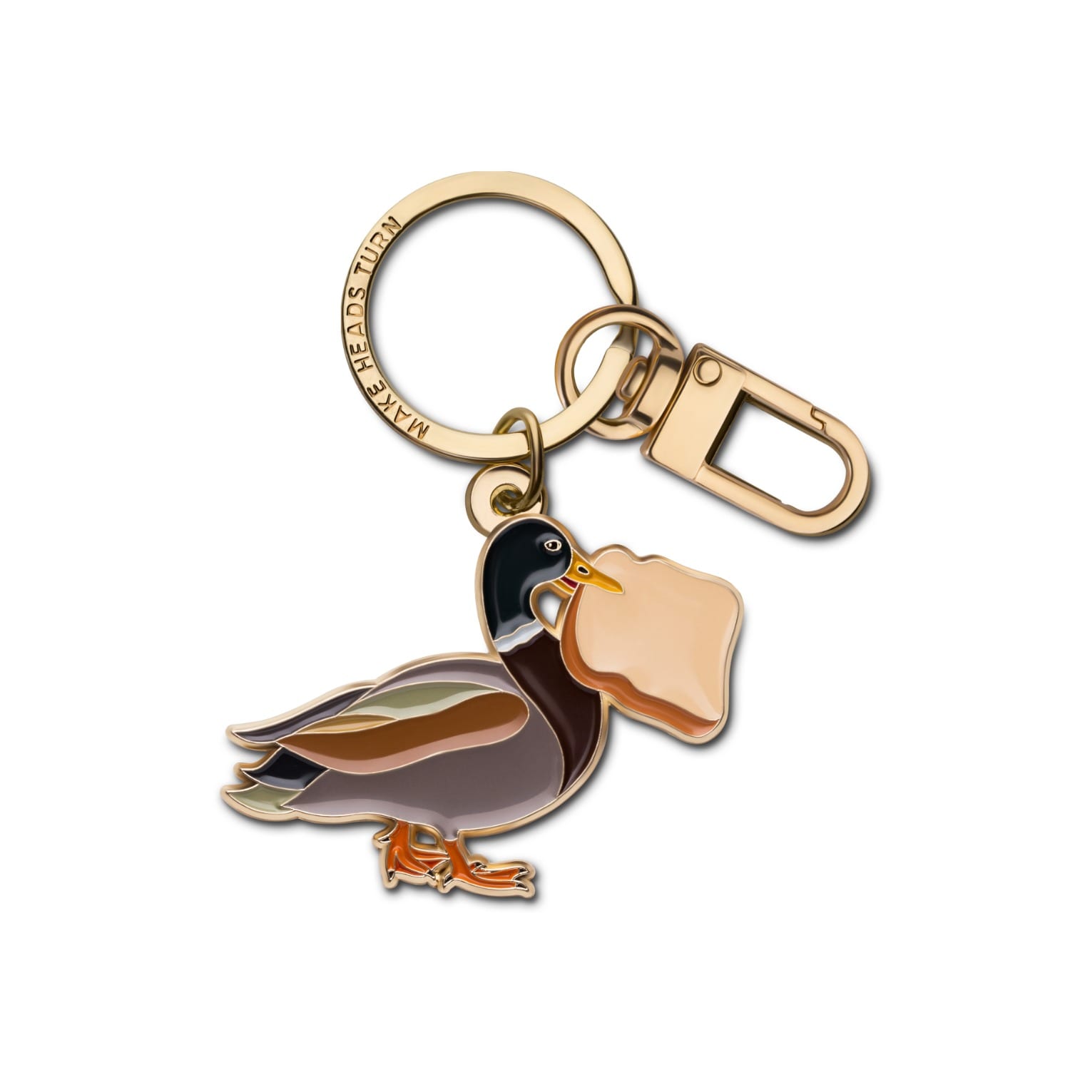 Women's Gold / Green / Brown Enamel Keychain & Bag Charm Lucky Duck | Make Heads Turn