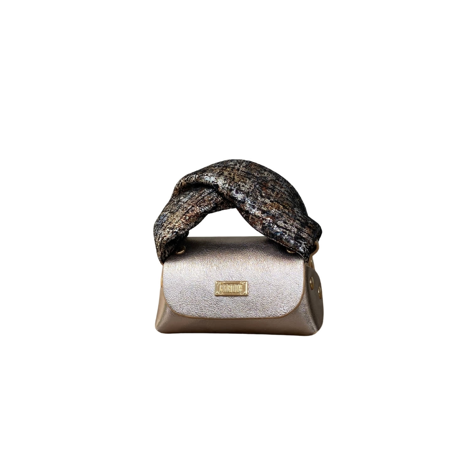 Aaboux Women's Nury Micro Champagne Gold Nappa & Three-tone Tweed Effect Suede In Gold