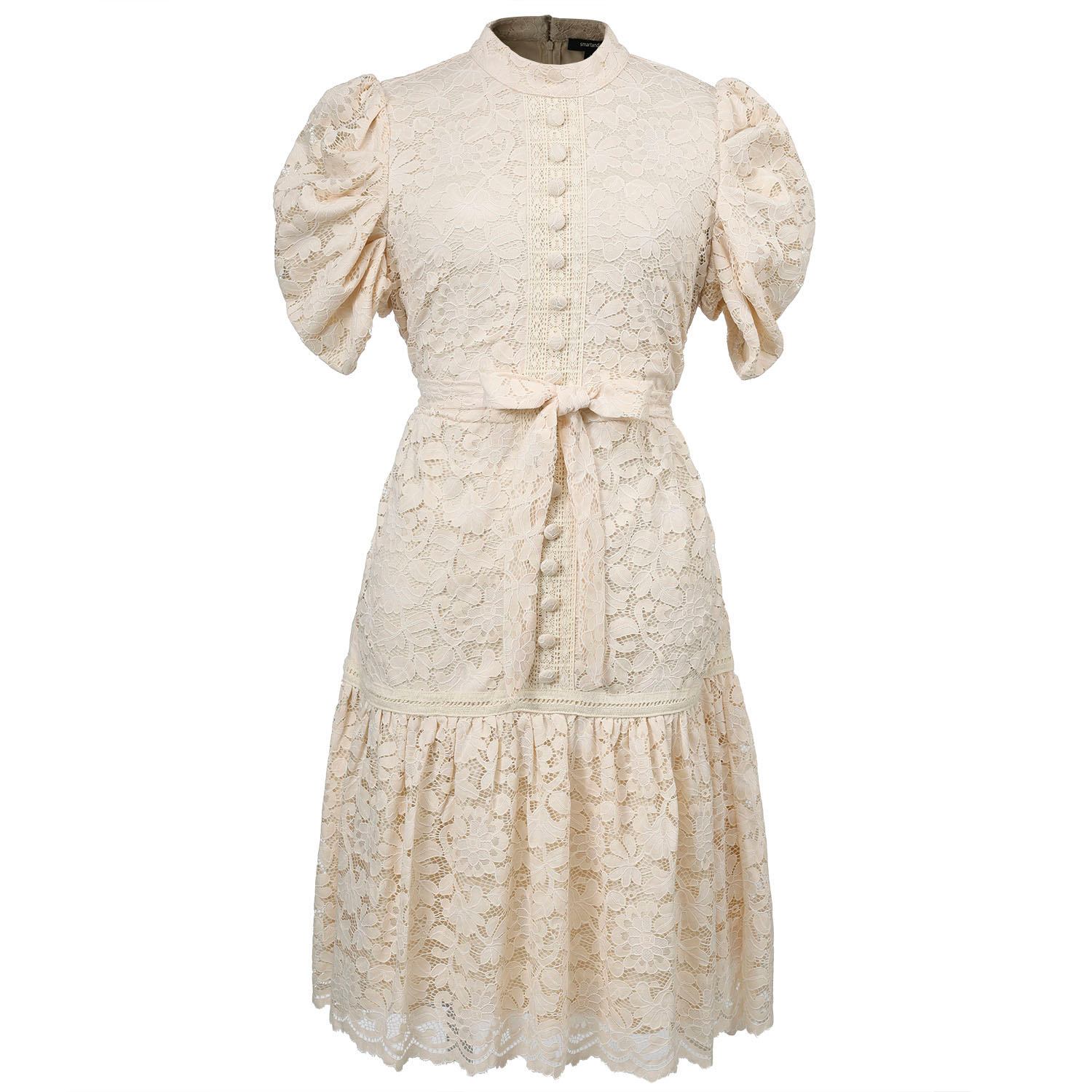 Smart And Joy Women's White All Lace Fit-and-flare Blouse-dress