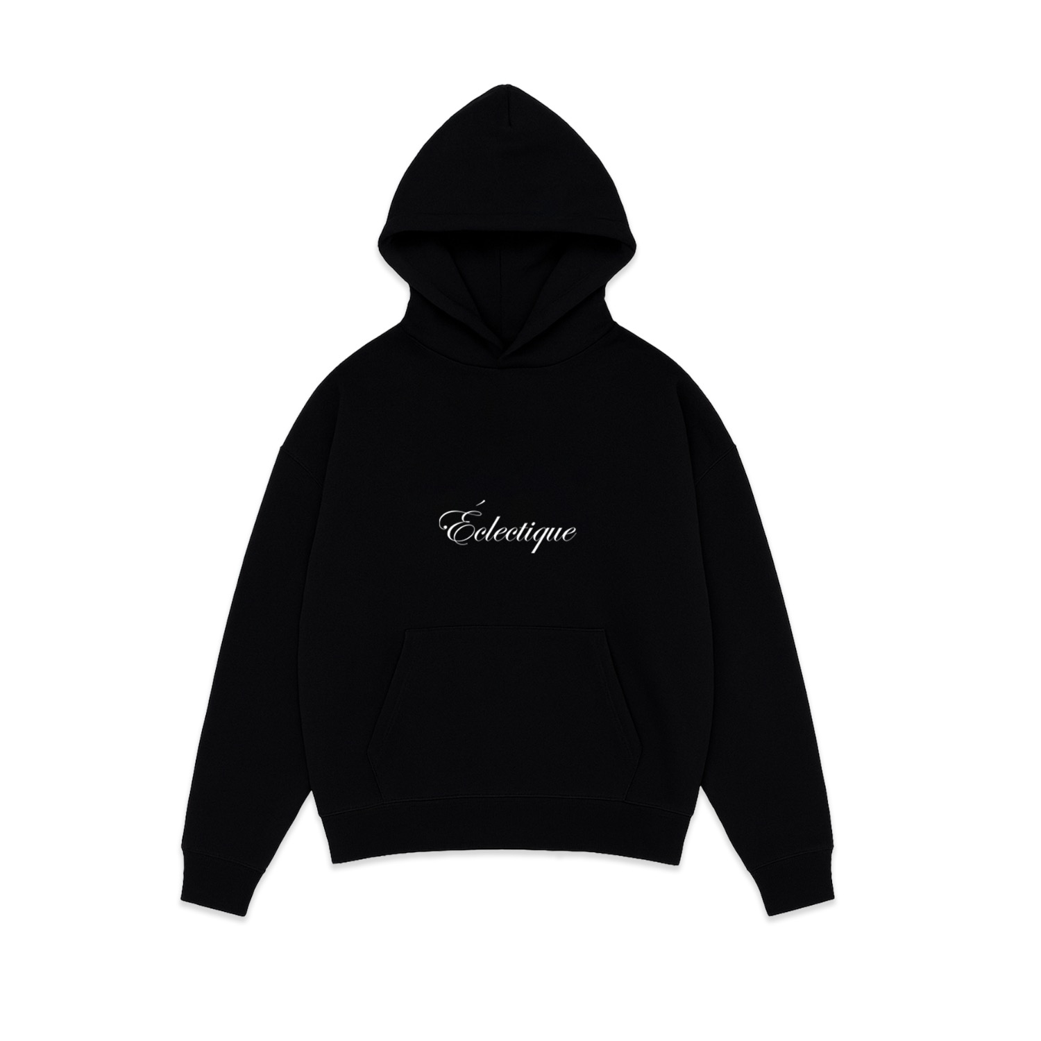 Éclectique Black  Script Logo Mid-weight Cotton Jersey Hoodie In Black