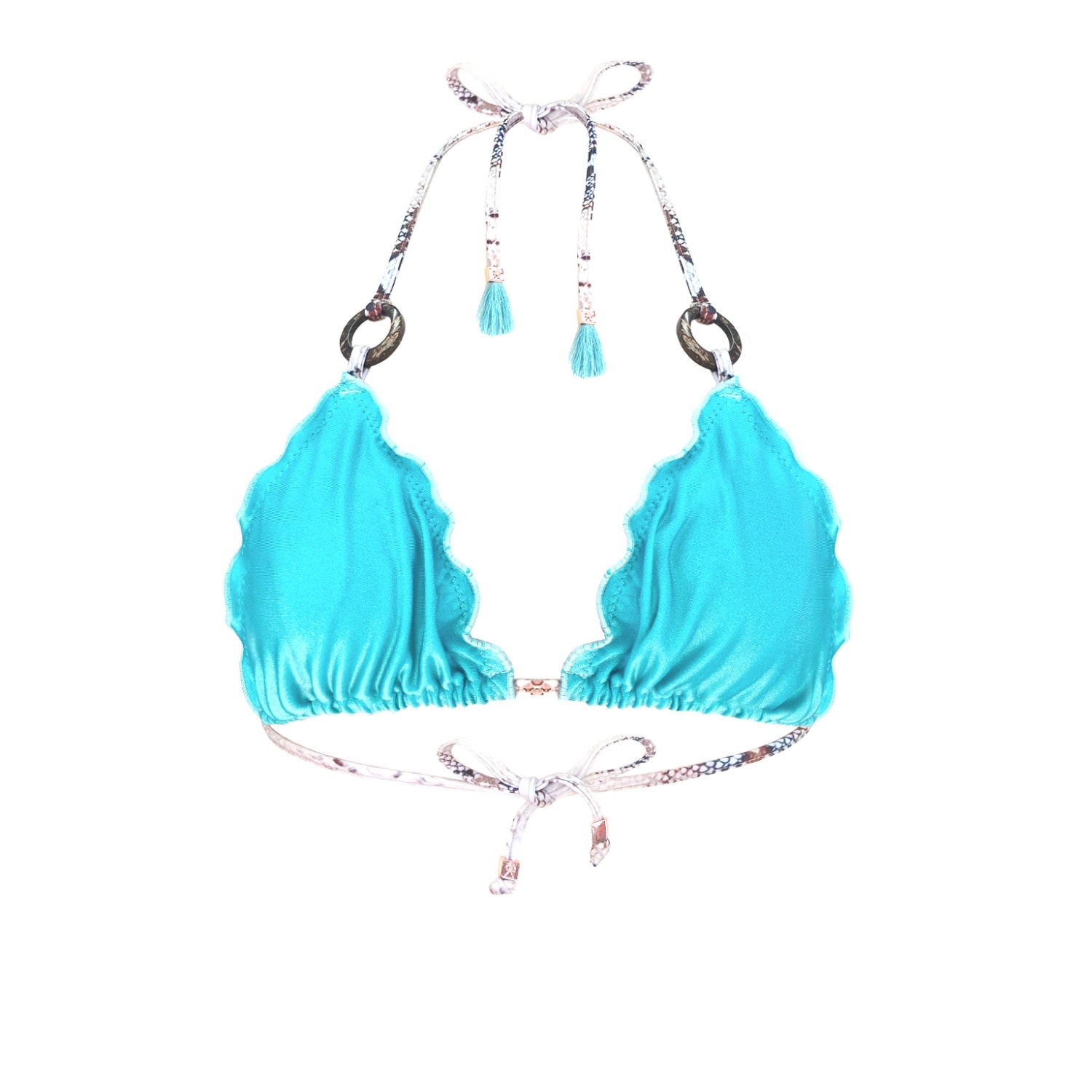 Deessa Ibiza Women's Blue / Neutrals Aqua Bikini Halter Top Savina - Blue, Neutrals In Blue