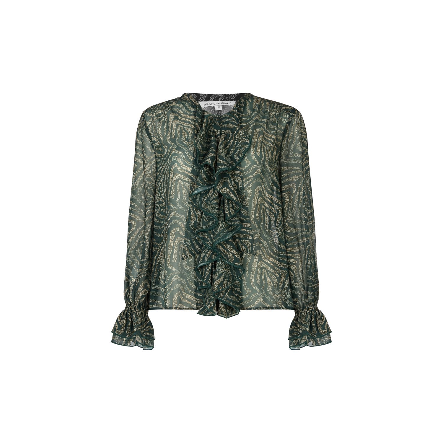 Lily And Lionel Women's Zendaya Ruffle Detail Zebra Print Shirt In Black