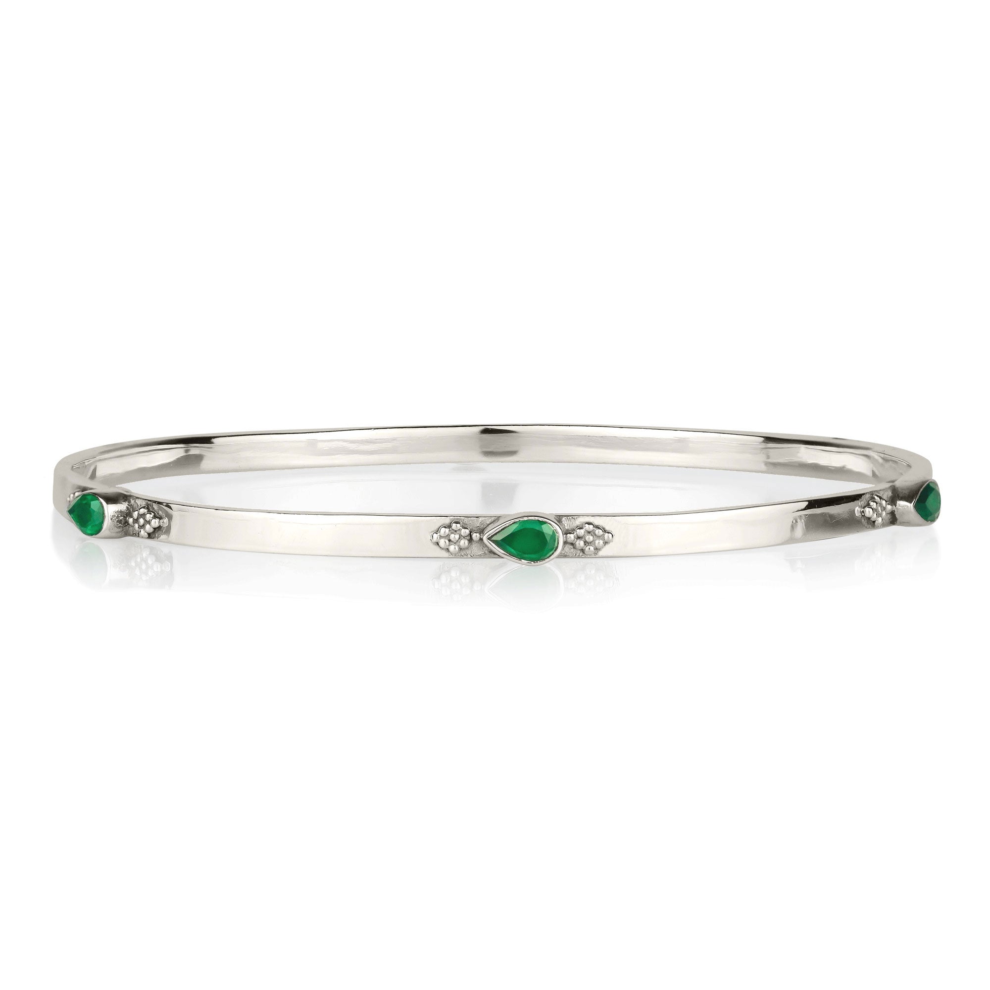 Charlotte's Web Jewellery Women's Amara Bliss Silver Stacking Bangle - Green Onyx In Green