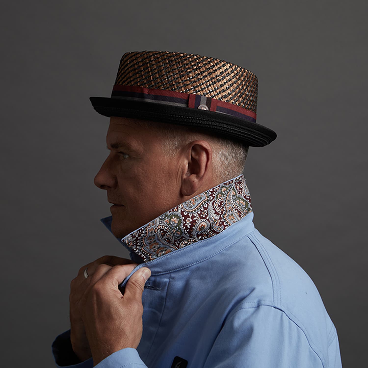 Dasmarca Nico Short Brim Two Tone Porkpie Summer Straw Hat
