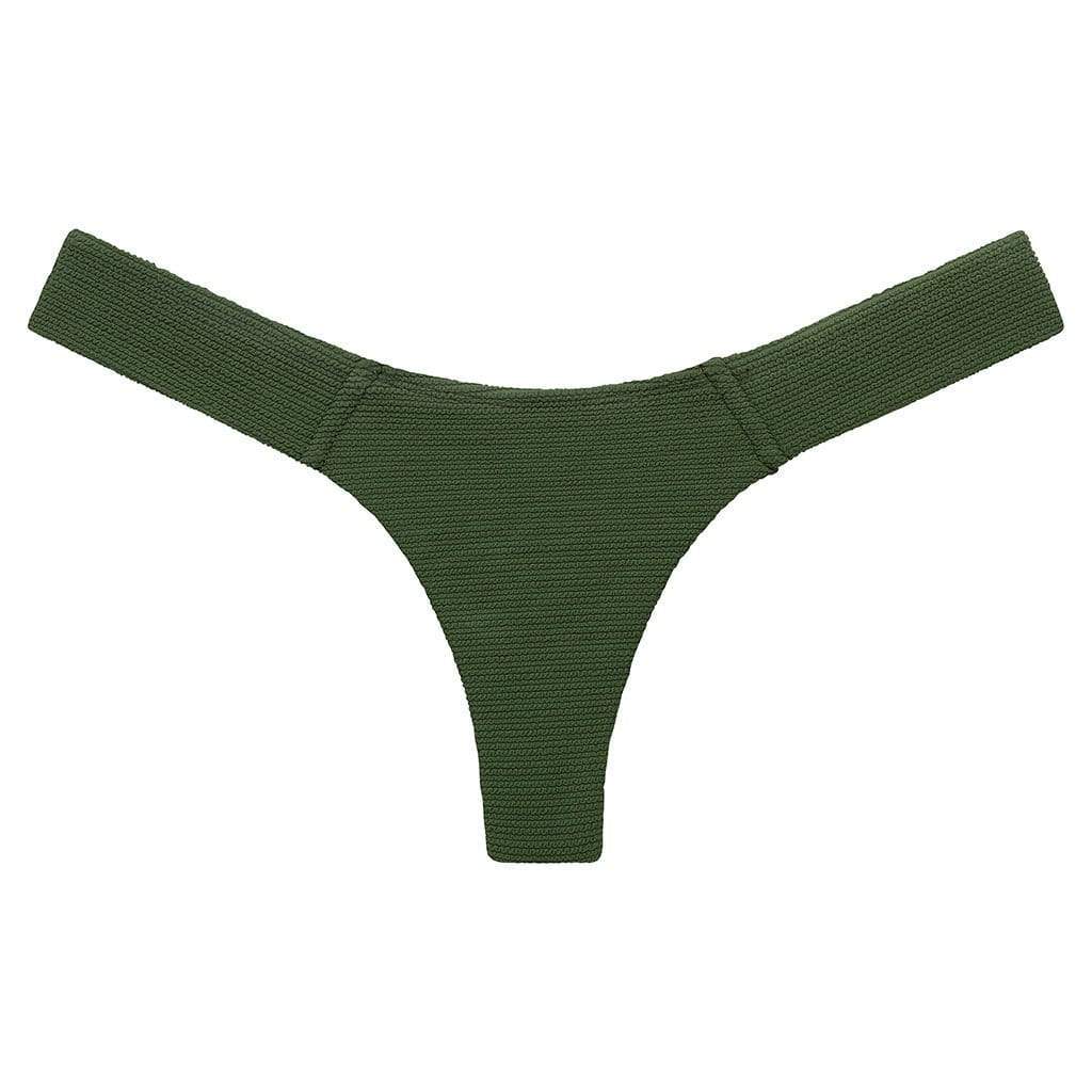 Women’s Green Olive Micro Scrunch Added Coverage Uno Bikini Bottom Extra Small Montce Swim