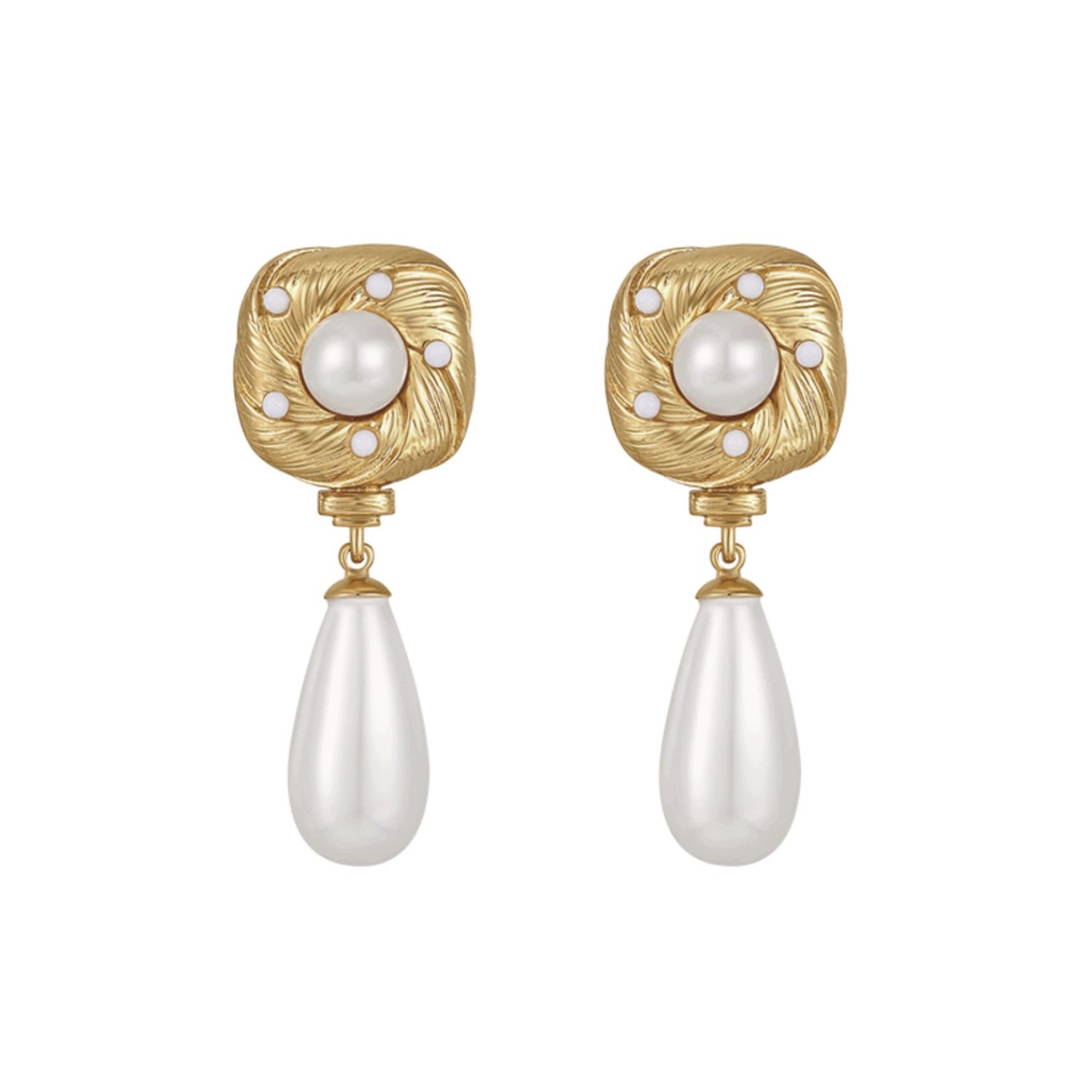 Retro Chic Women's Gold / White Canary Earrings In Multi