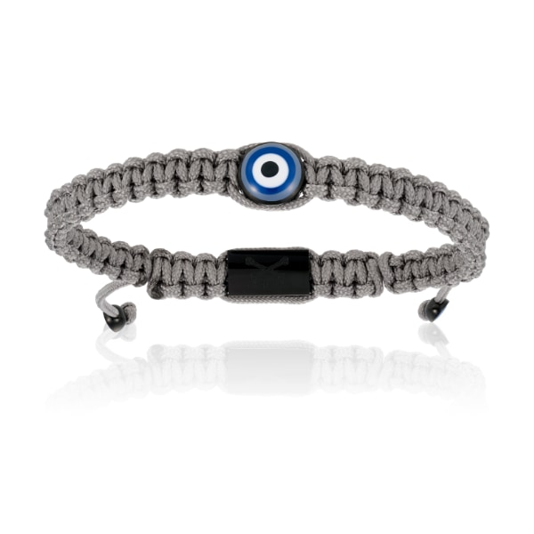 Men’s Grey Black Lucky Evil Eye With Gray Polyester Bracelet Unisex Double Bone Bracelets