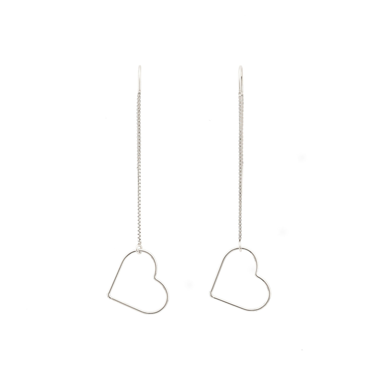 Women’s Sterling Silver Heart Dangle Chain Earrings Oanasavu. creations