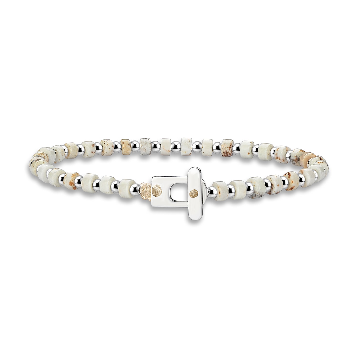 Aleyna Cebeci Jewelry Men's White Howlite Guardian Bracelet, Sterling Slver & Howlite