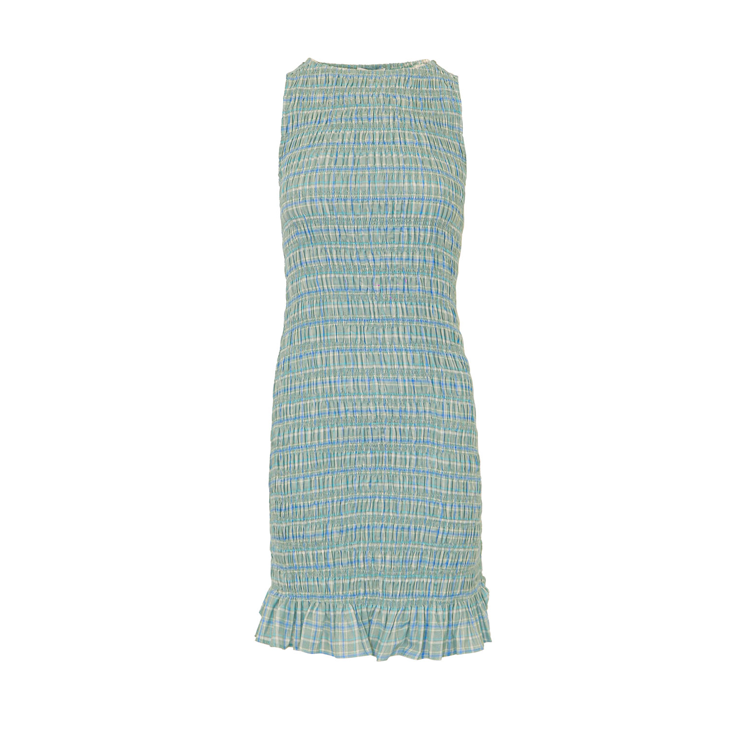 Amy Lynn Women's Green Poppy Lurex Mint Check Mini Dress In Green