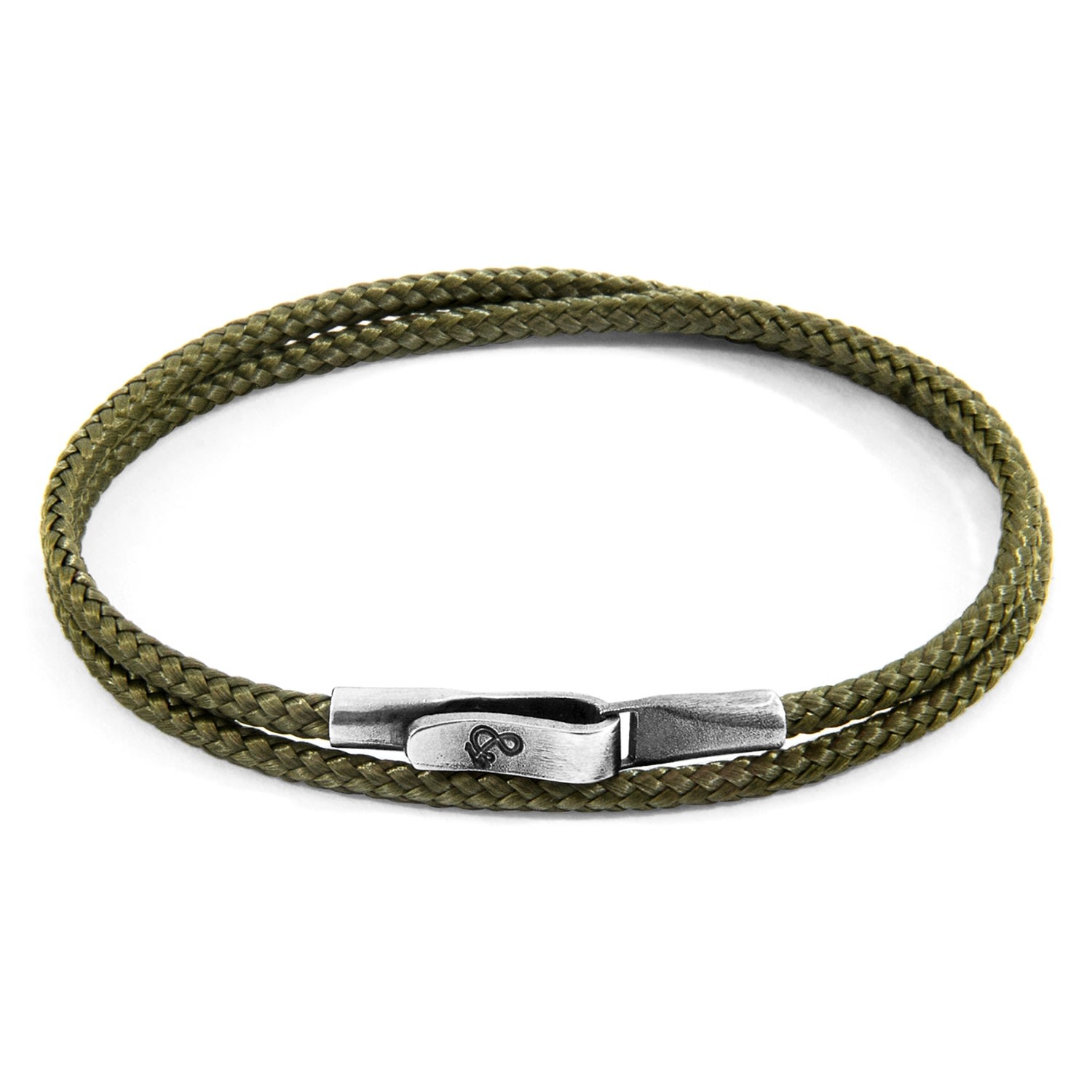 Men’s Silver / Green Khaki Green Liverpool Silver & Rope Bracelet Anchor & Crew