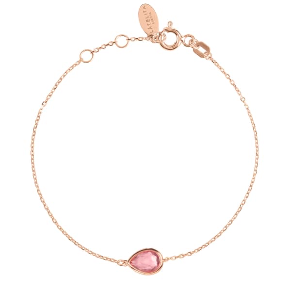 Latelita London Pisa Mini Teardrop Bracelet Rosegold Pink Tourmaline In Teardrop